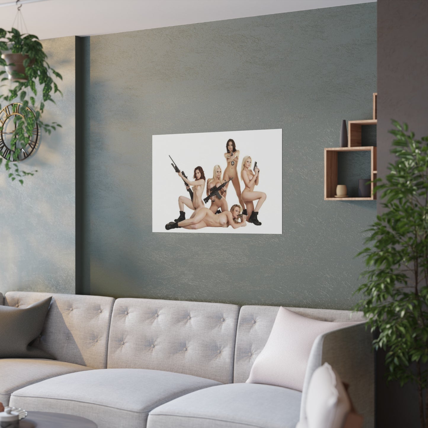 Satin Posters (210gsm) Naked Chicks with Guns