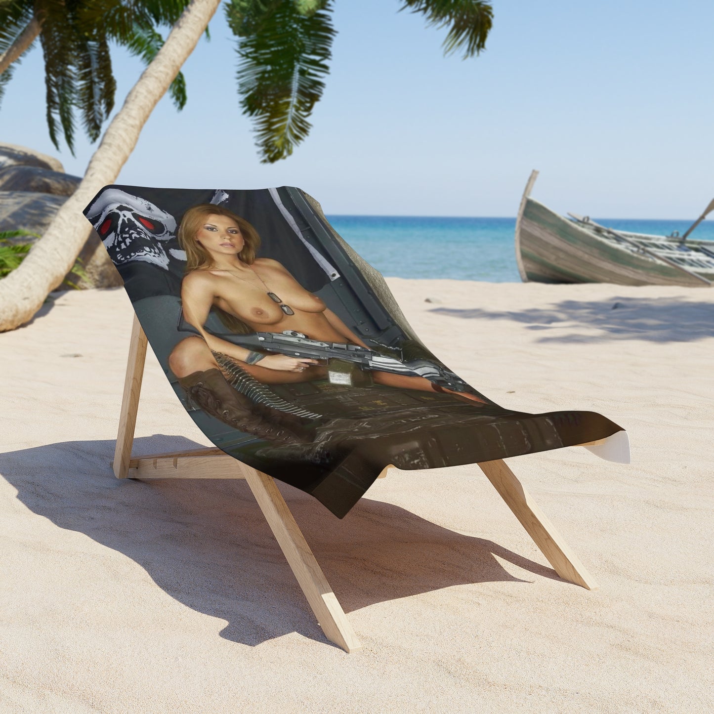Beach Towel Sexy Nude Girl with Big Gun