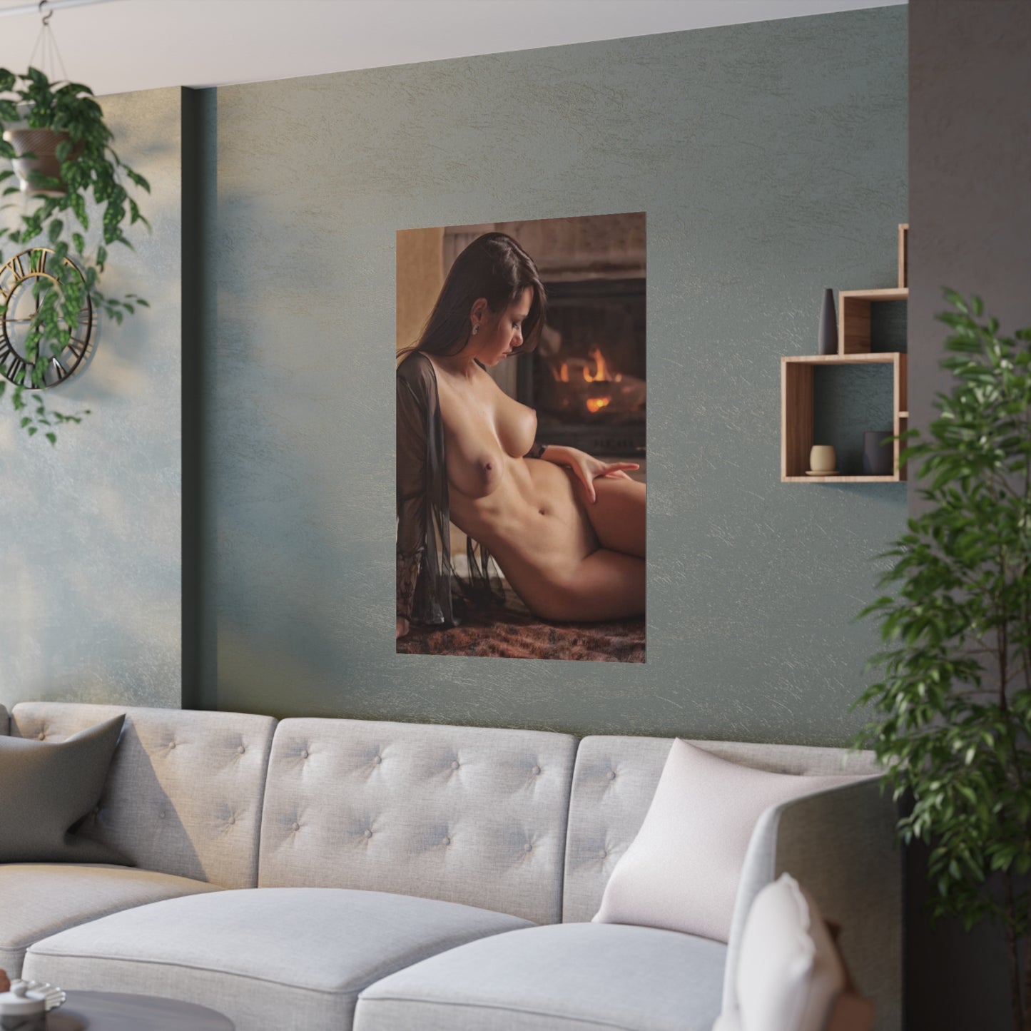 Satin Posters (210gsm) Nude by the Fire
