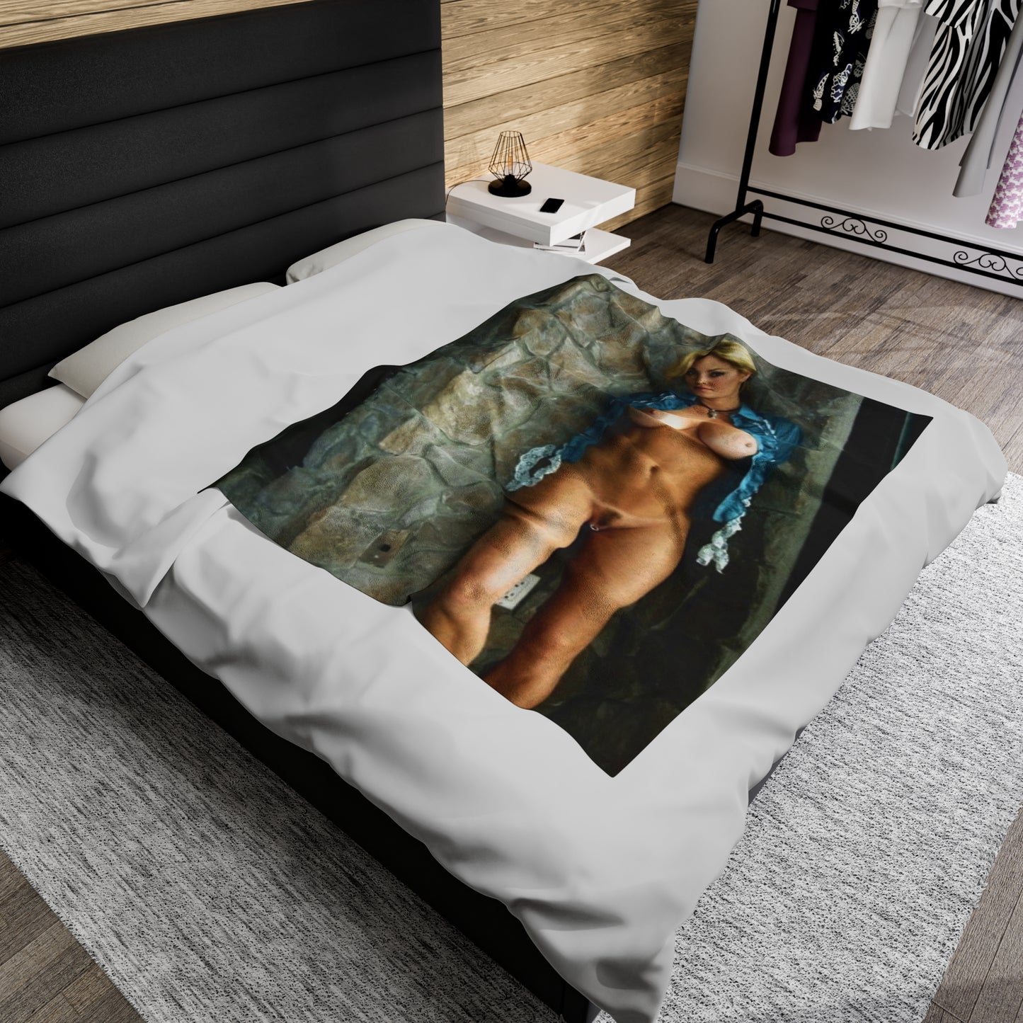 Velveteen Plush Blanket Retro Adult Star Janine Lindenmulder Nude