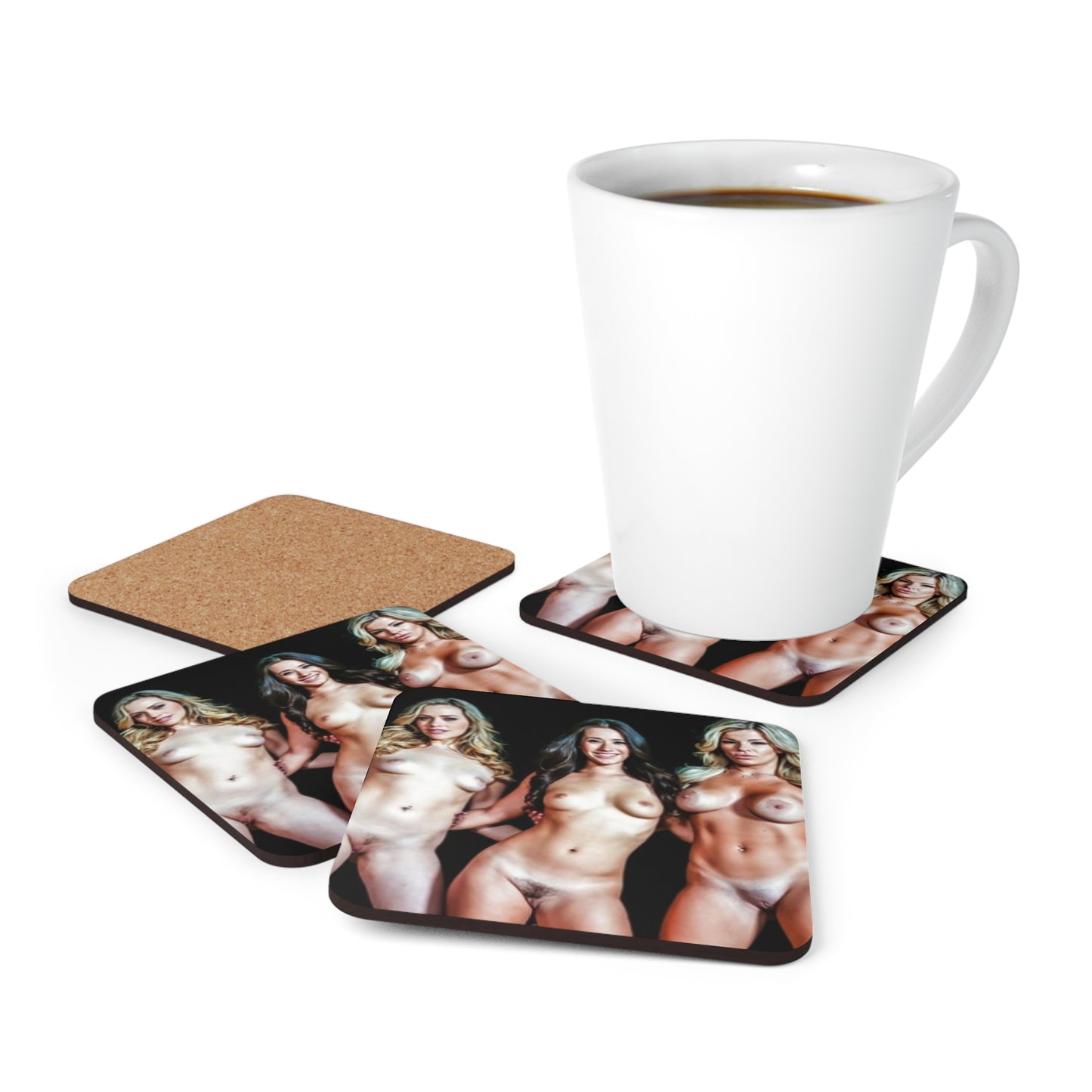 Corkwood Coaster Set Eva Lovia and Friends Nude