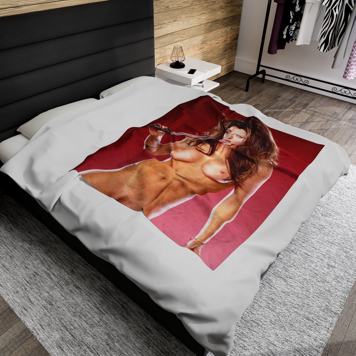 Velveteen Plush Blanket Retro Adult Star Janine Lindenmulder Nude