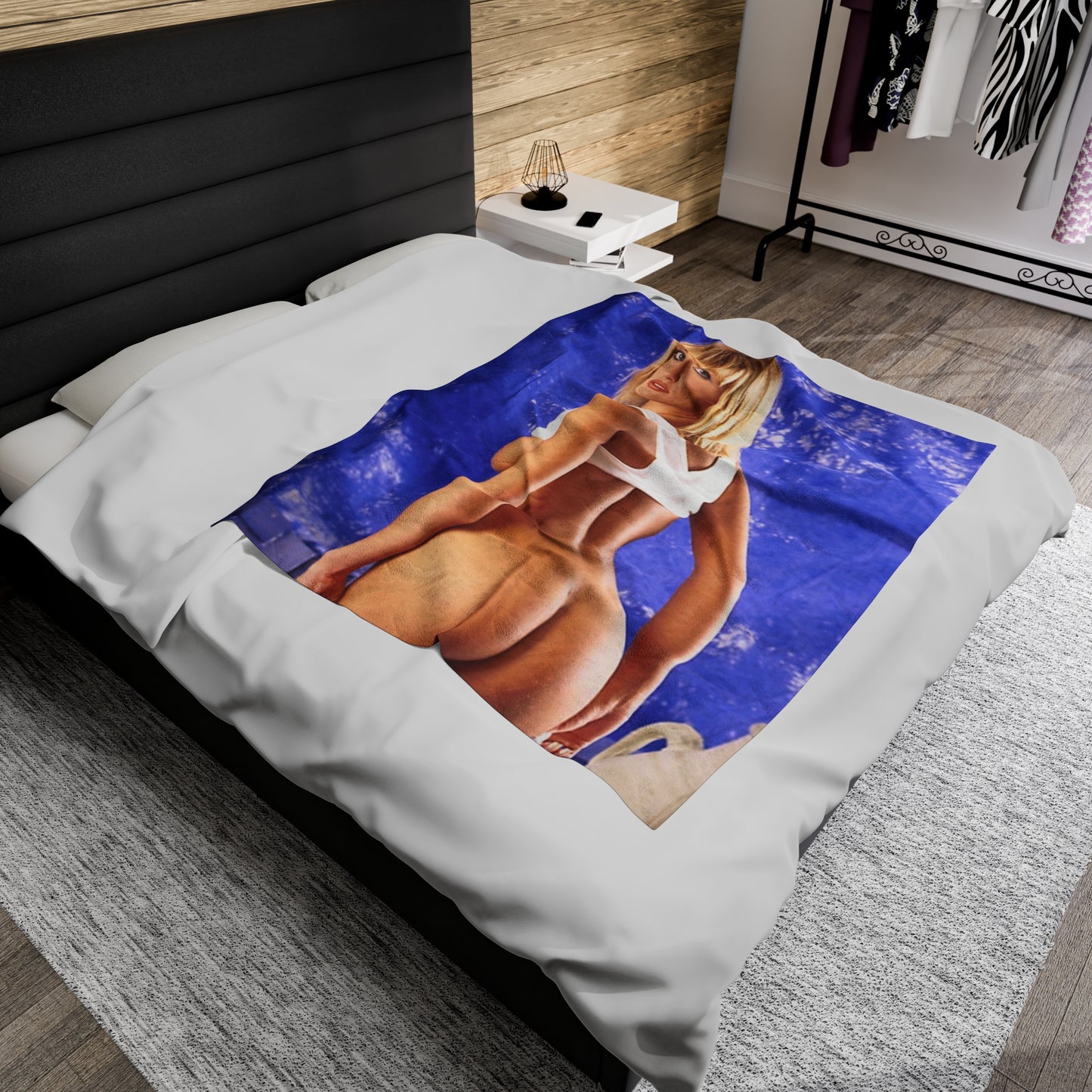Velveteen Plush Blanket Retro Porn Star Anita Blond