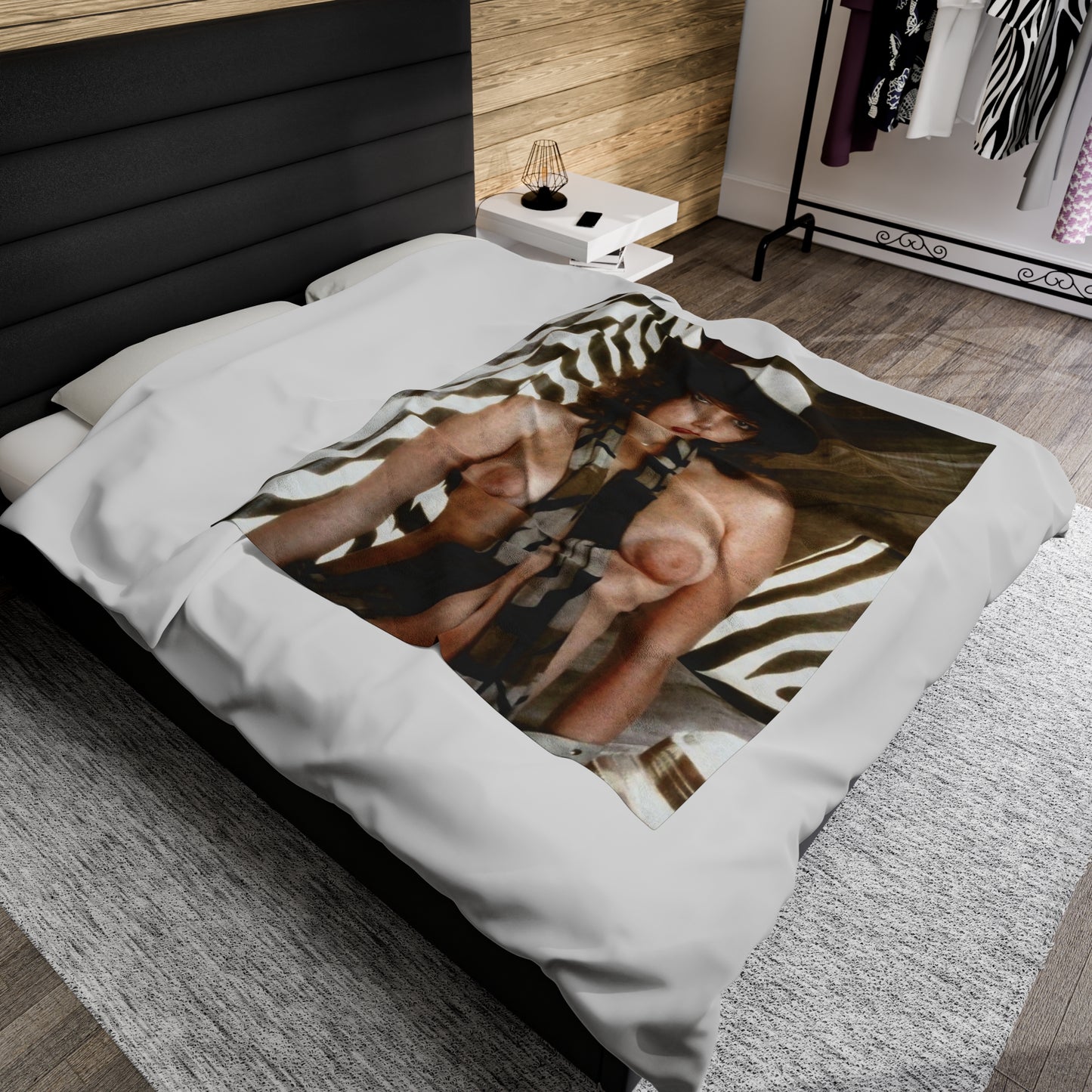 Velveteen Plush Blanket Retro 80s Adult Star Nude