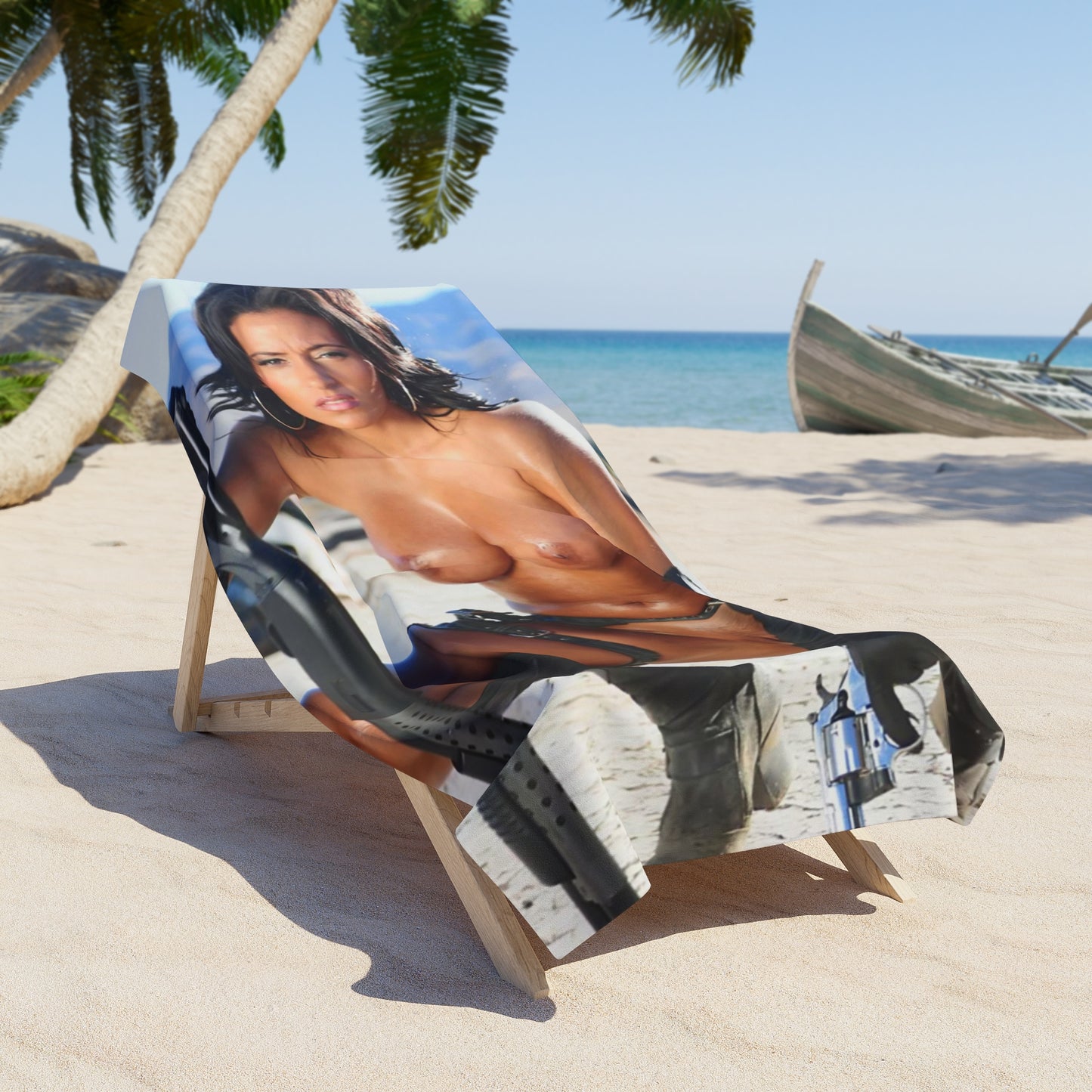 Beach Towel Sexy Nude Girl with Guns