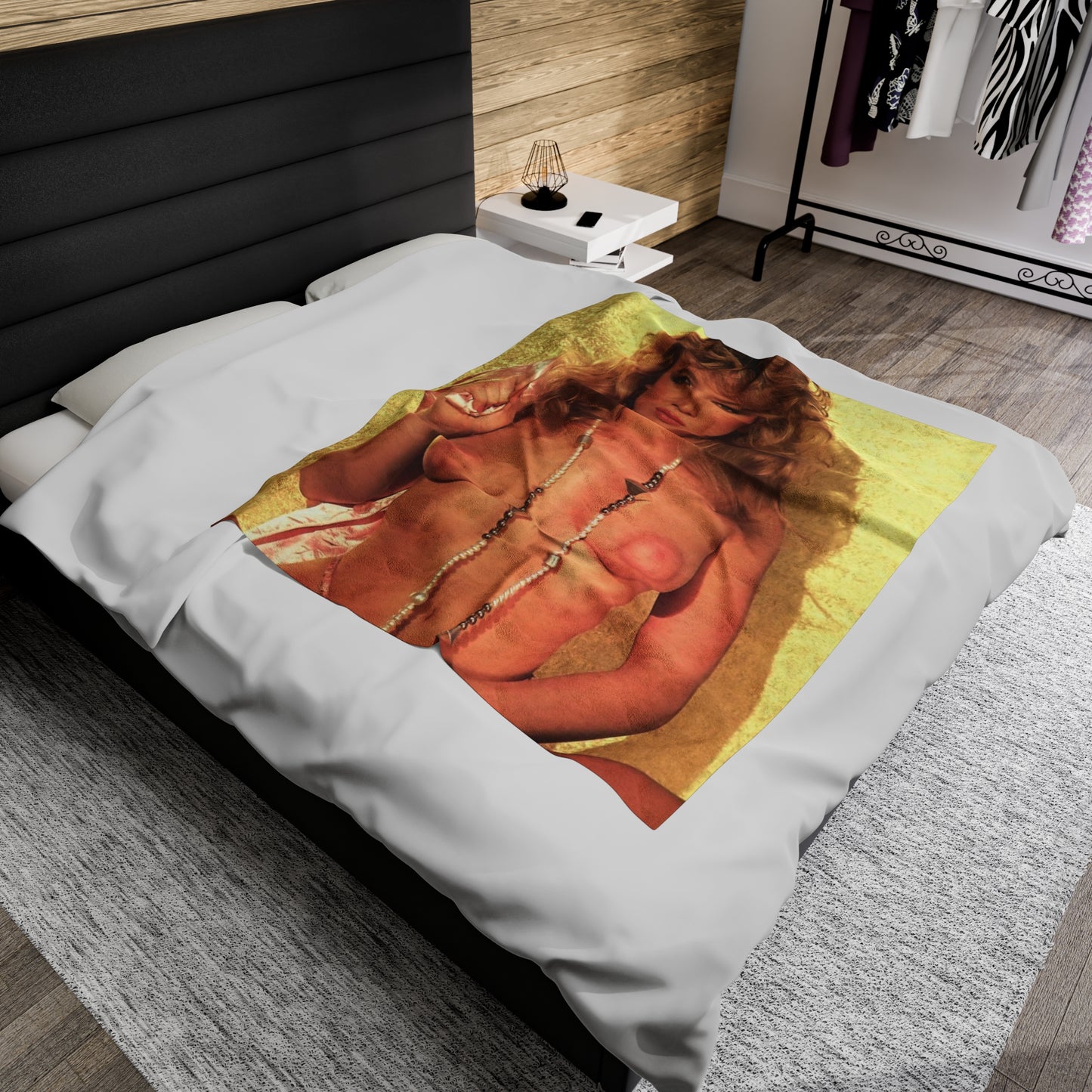 Velveteen Plush Blanket Retro 80s Adult Star Nude