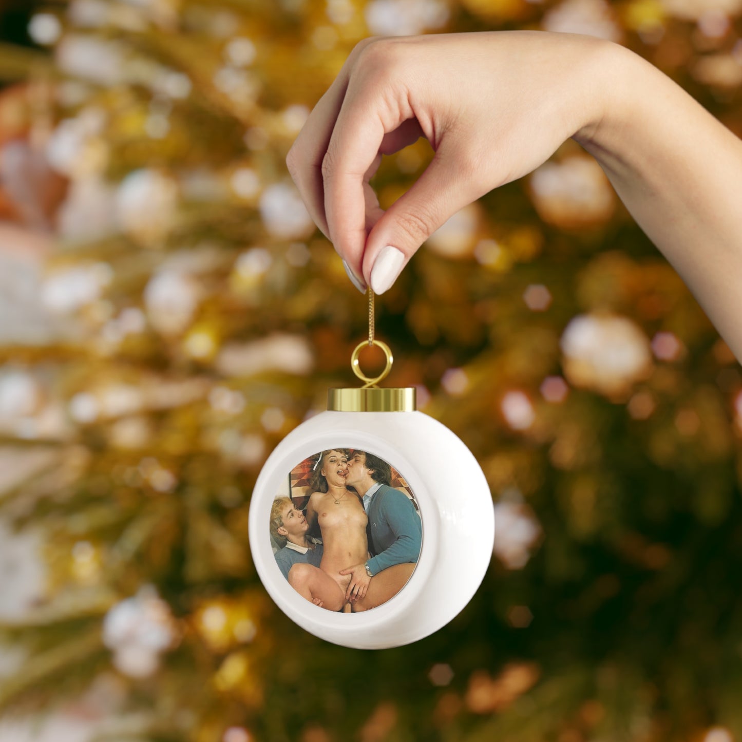 Christmas Ball Ornament Retro Porn Scene