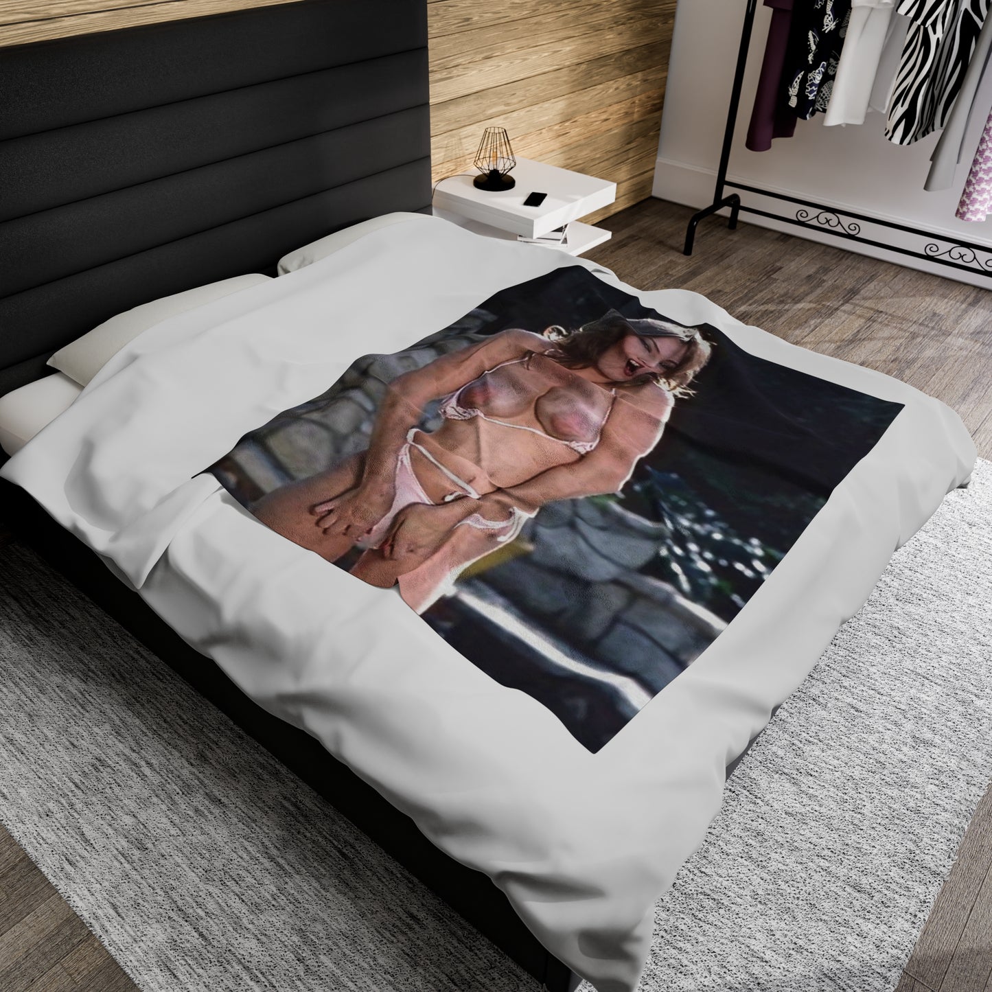 Velveteen Plush Blanket Retro 80s Adult Star Nude