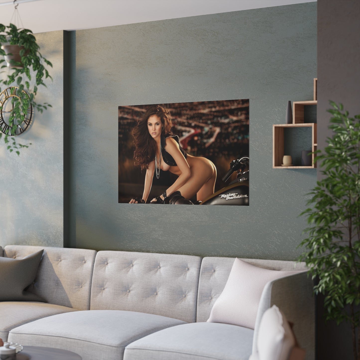 Satin Posters (210gsm) Jaclyn Swedberg Nude on Motorcycle