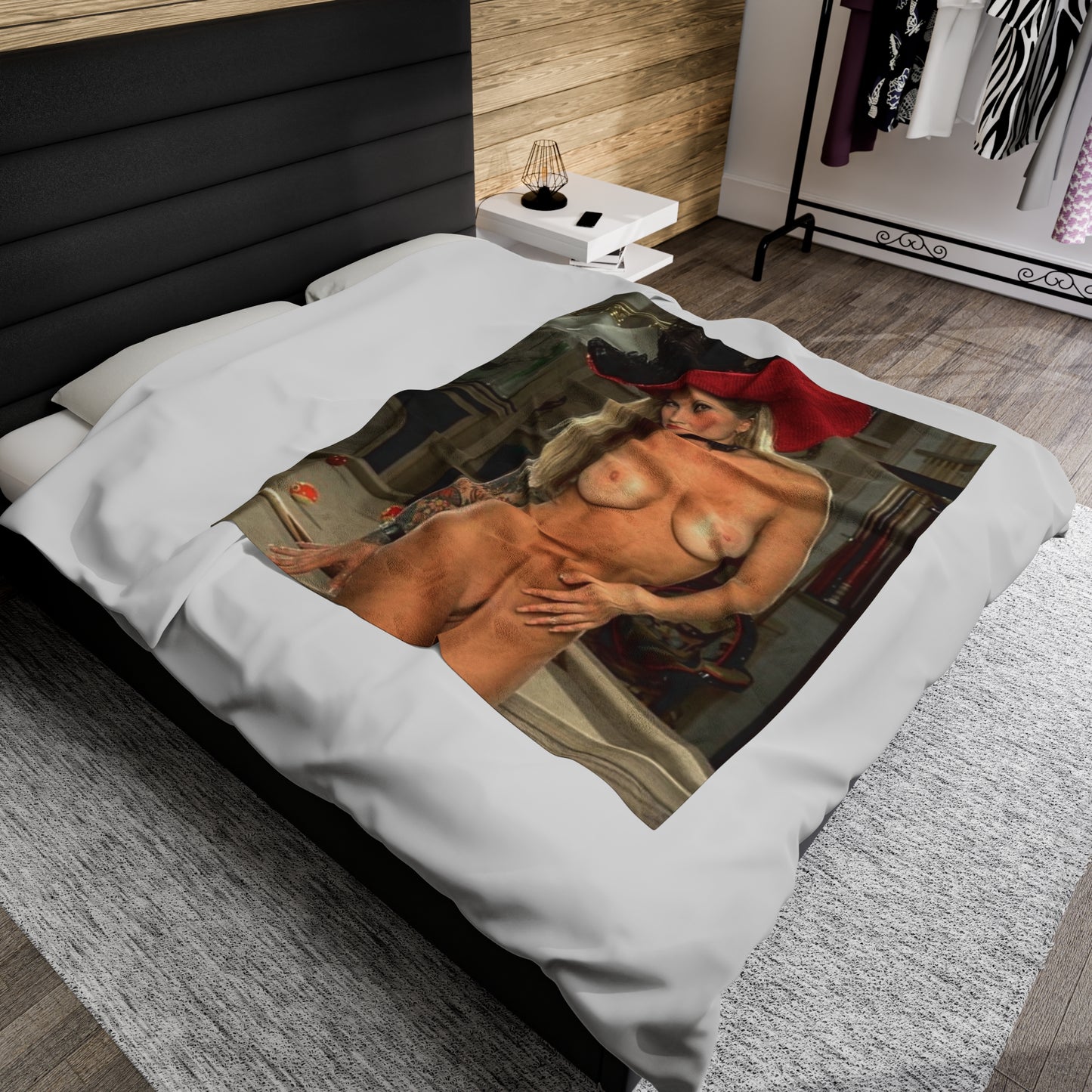 Velveteen Plush Blanket Retro Adult Star Janine Lindenmulder Nude