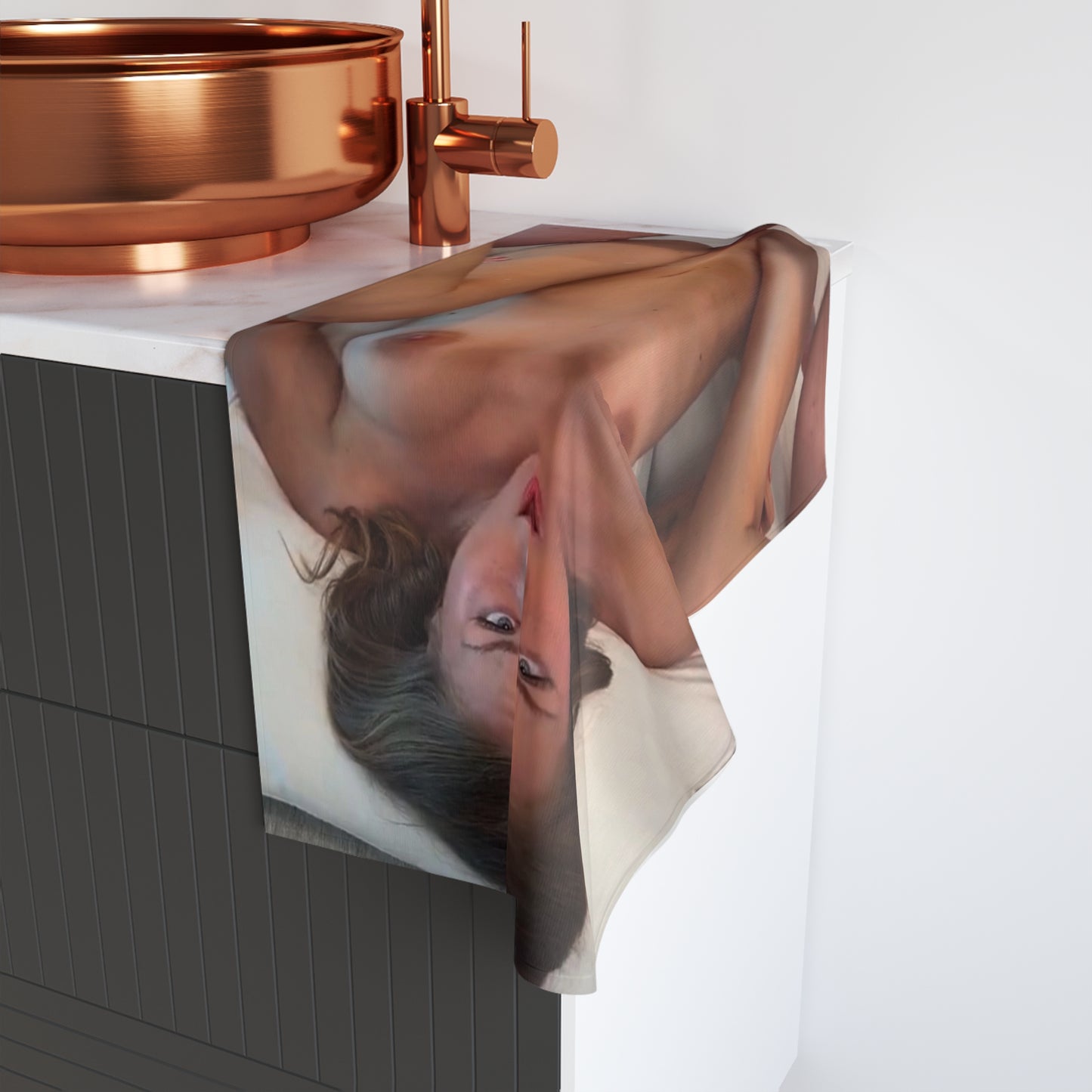 Hand Towel Cute Teen Pounded upside down Cumrag