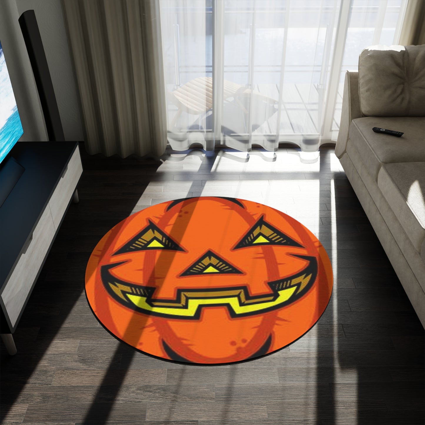 Round Rug Halloween Jack-O-Lantern