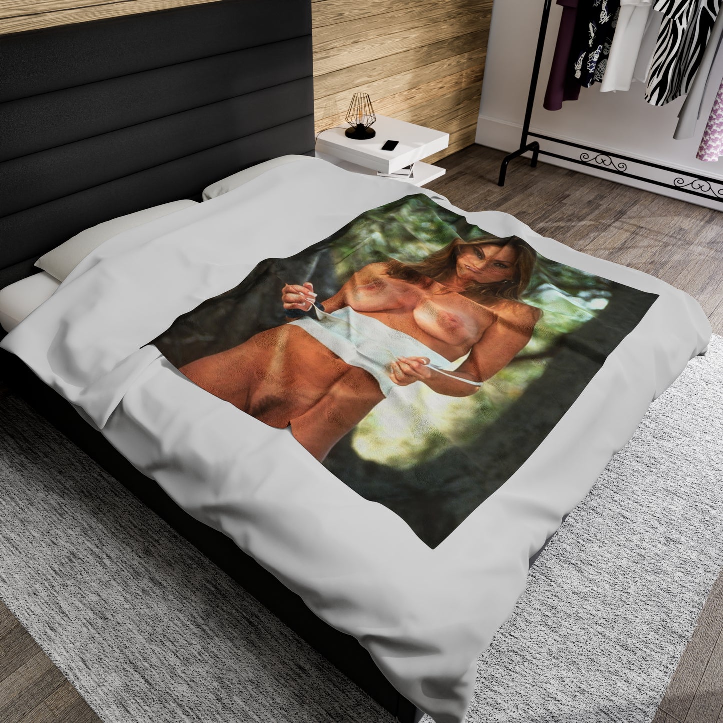 Velveteen Plush Blanket Retro Adult Star Janine Lindenmulder Nude