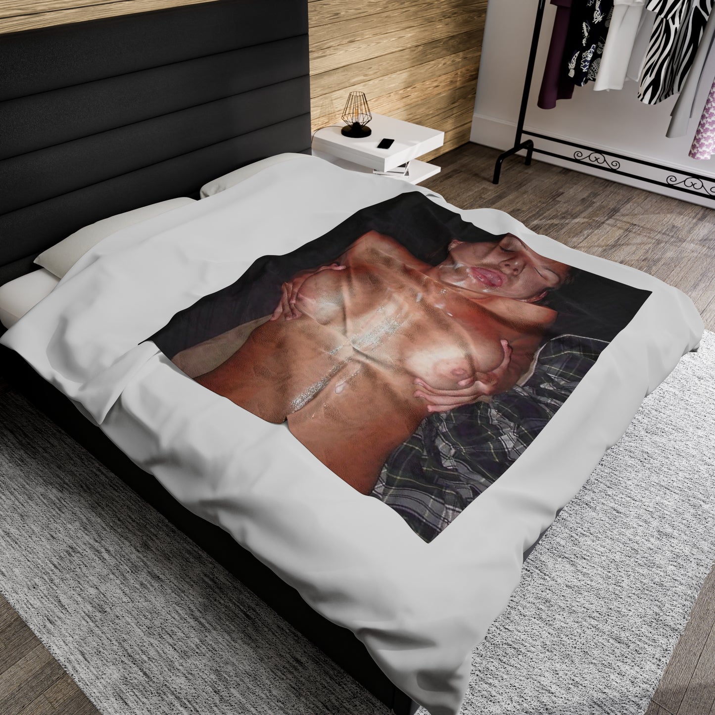 Velveteen Plush Blanket Cumshot Target Facial Tits