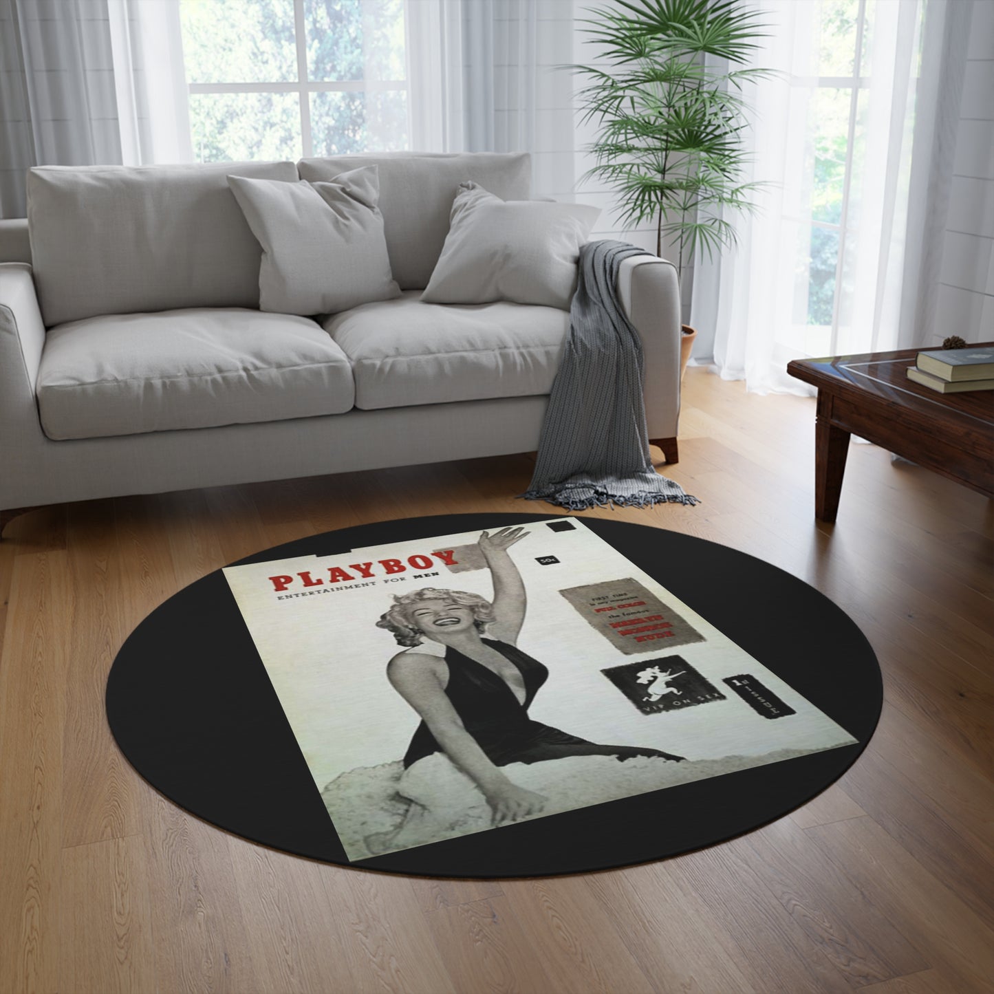 Round Rug Playboy Cover December 1953 Marilyn Monroe