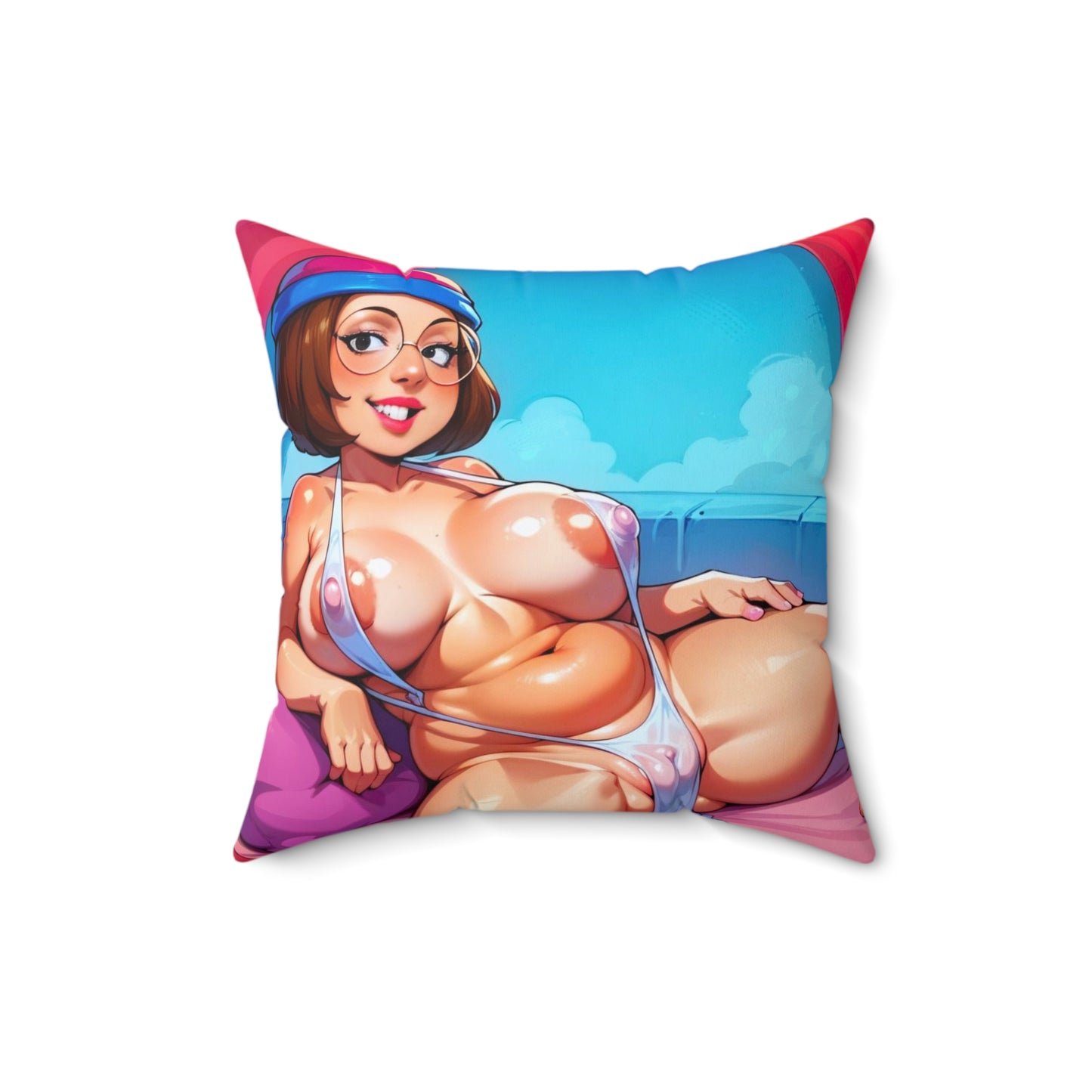Spun Polyester Square Pillow Meg Griffin Nude