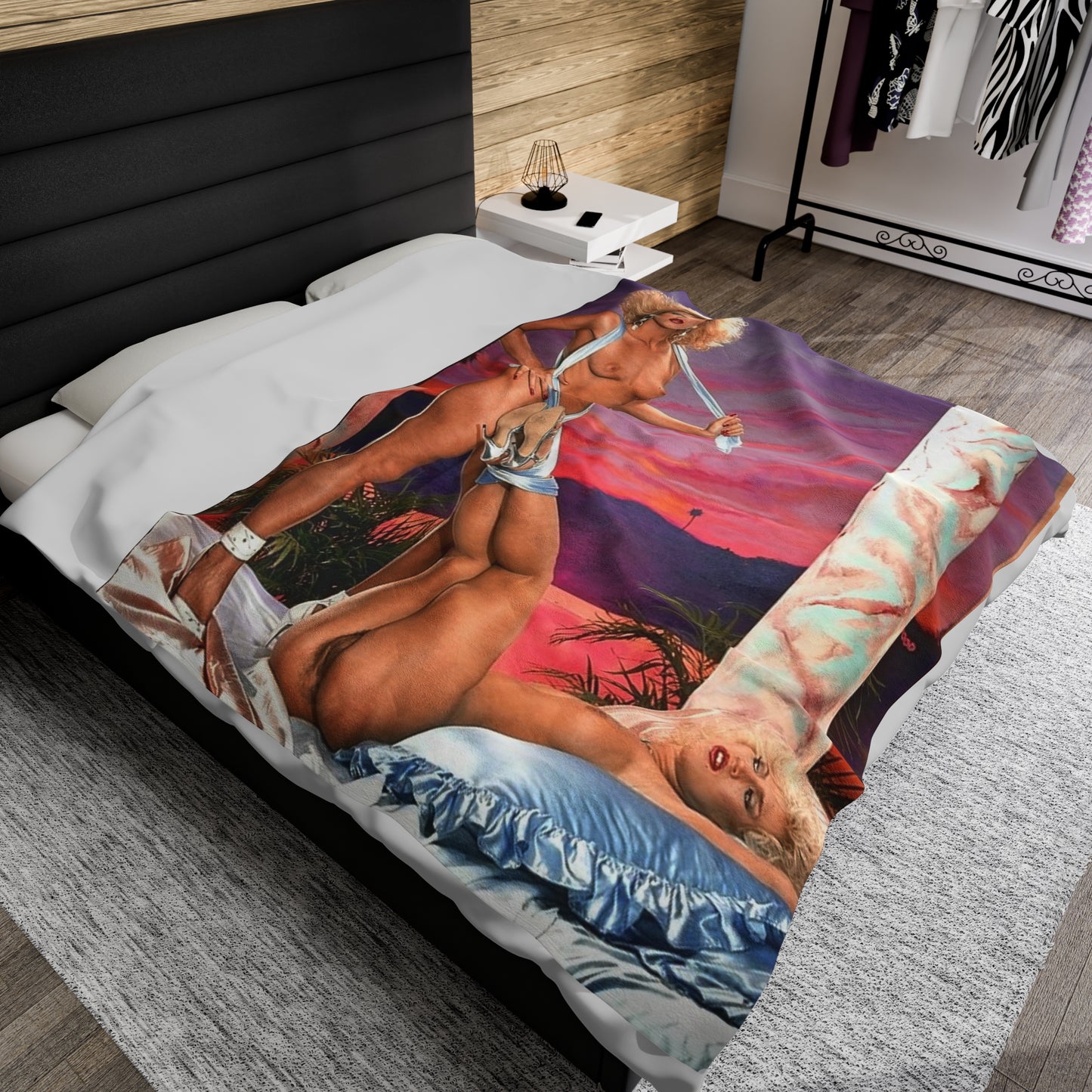 Velveteen Plush Blanket Retro 1980s Porn Stars Amber Lynn & Ginger Lynn