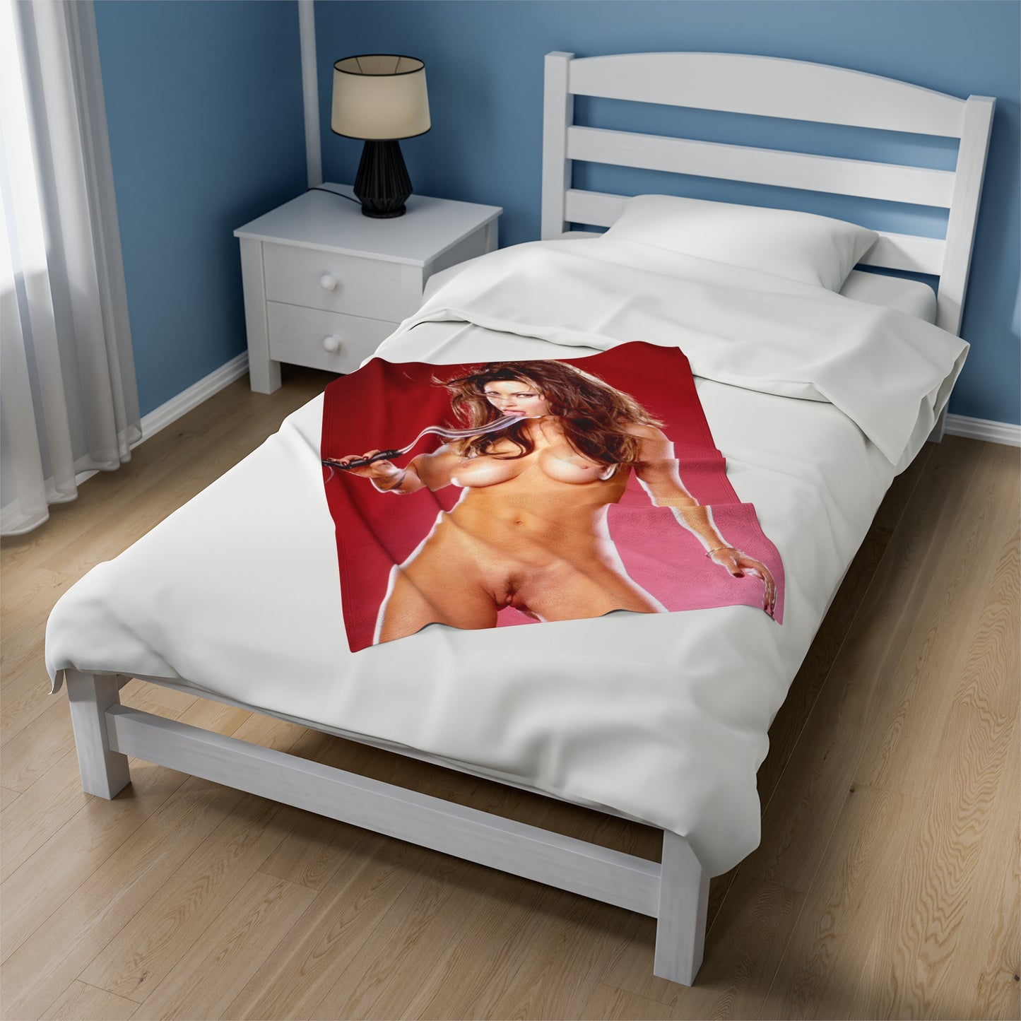Velveteen Plush Blanket Retro Adult Star Janine Lindenmulder Nude
