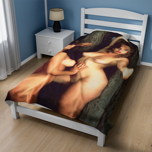 Velveteen Plush Blanket Retro 80s Adult Star Nude