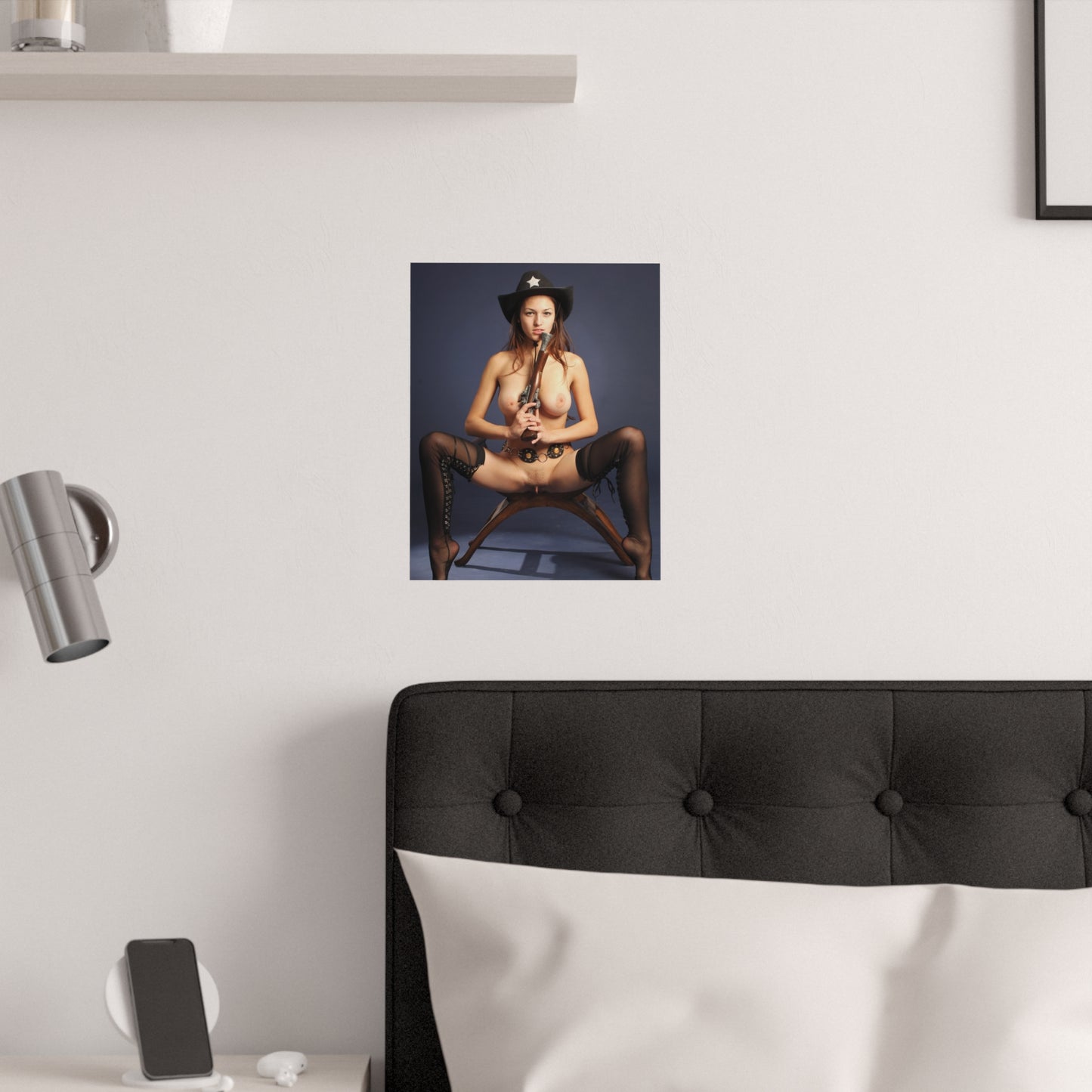 Satin Posters (210gsm) Hot Naked Chick with Gun
