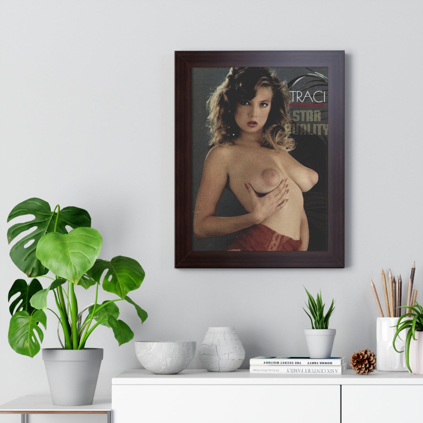 Framed Vertical Poster Retro Porn Star 80s