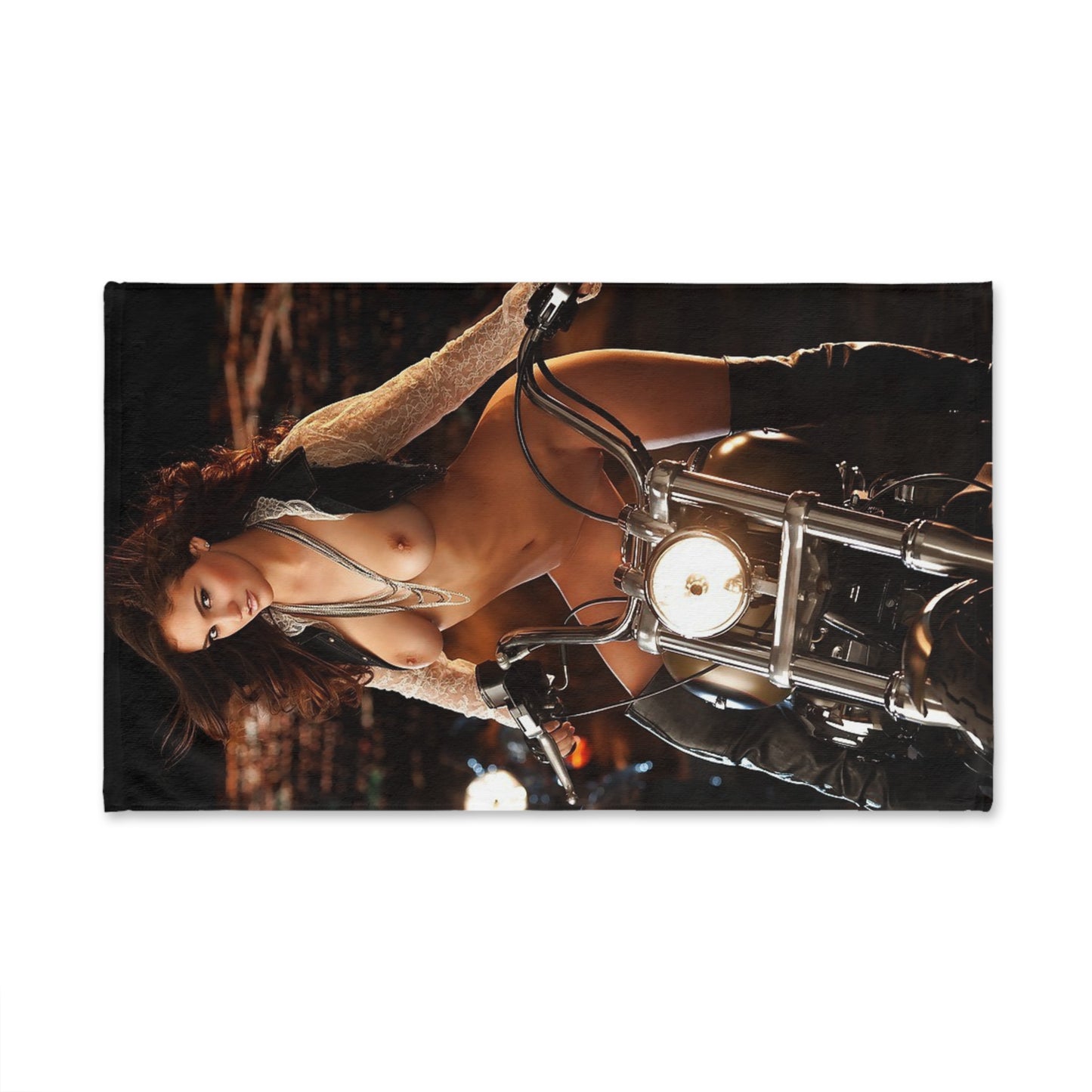 Hand Towel Jaclyn Swedberg Nude on Motorcycle