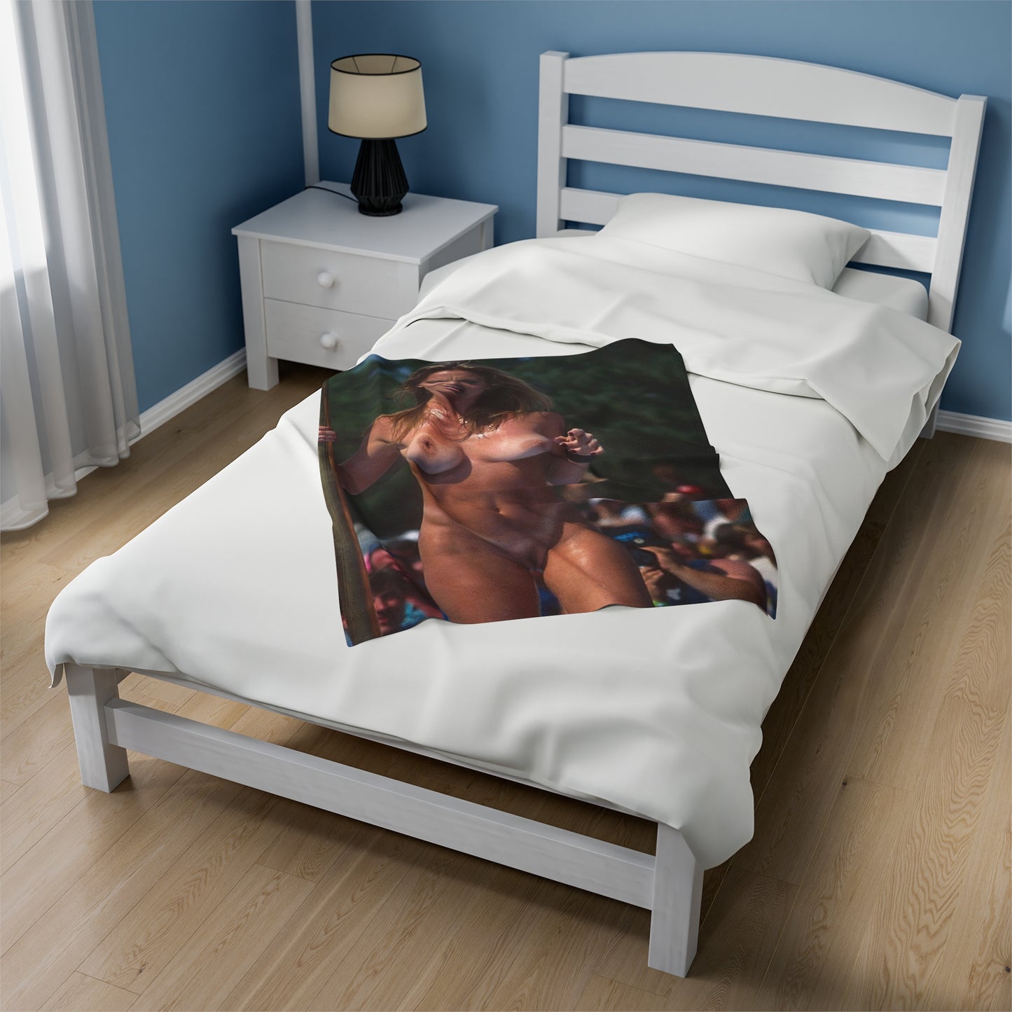 Velveteen Plush Blanket Retro Adult Star Janine Lindenmulder Nude