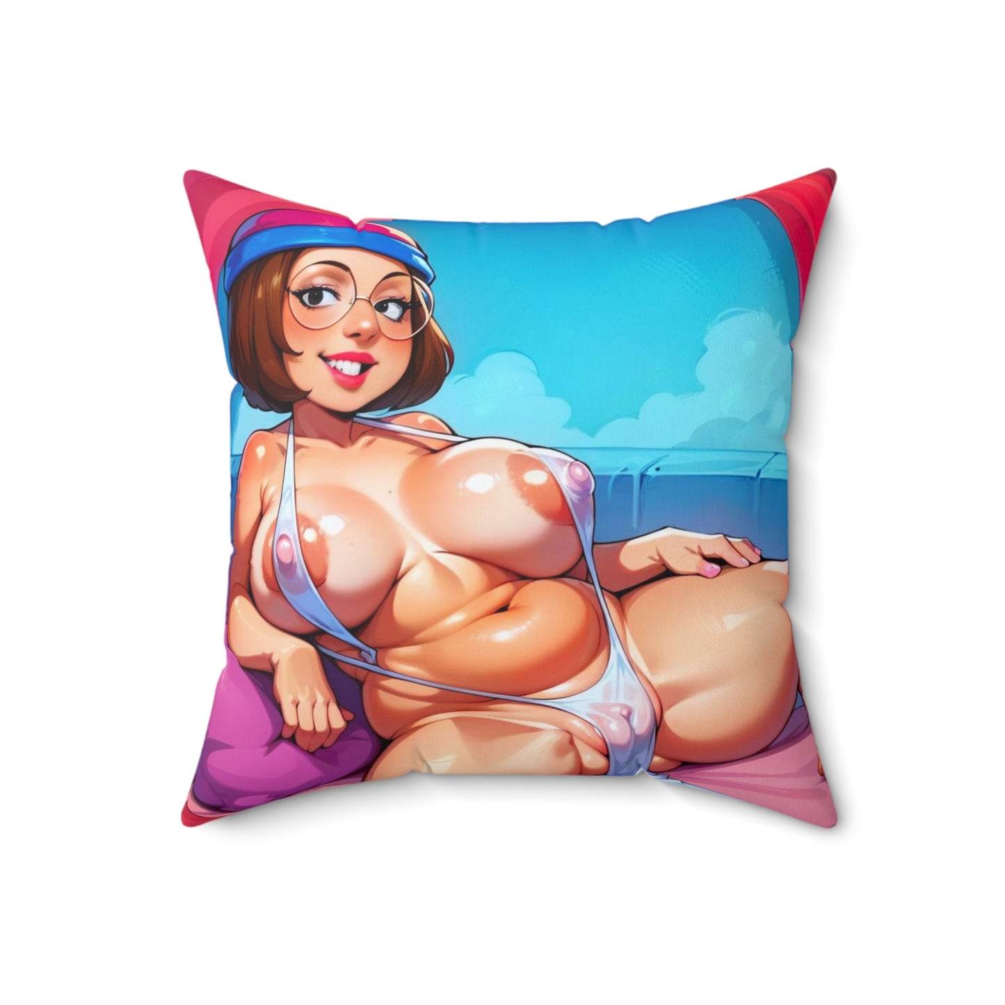 Spun Polyester Square Pillow Meg Griffin Nude