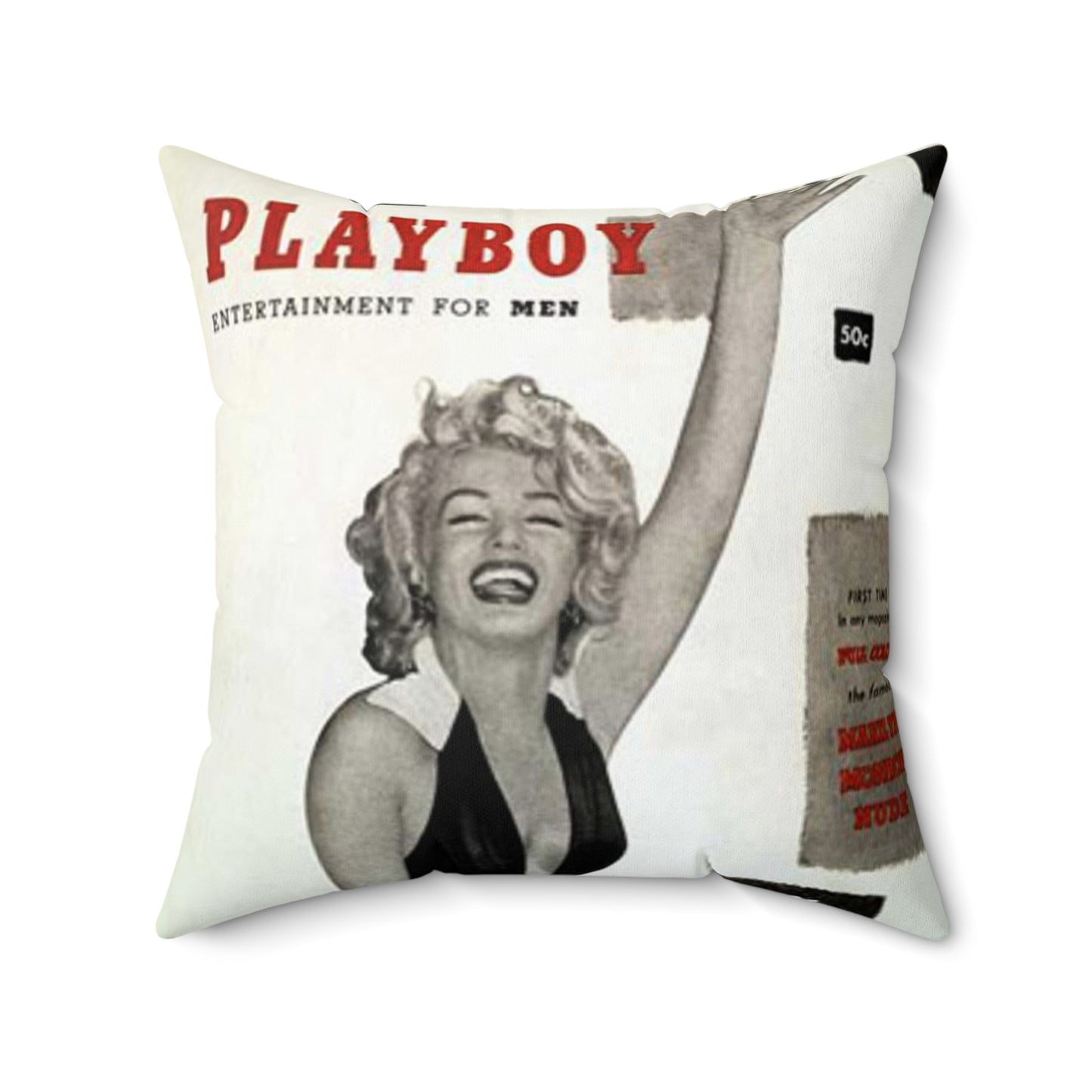 Spun Polyester Square Pillow Playboy Cover January 1953 Marilyn Monroe