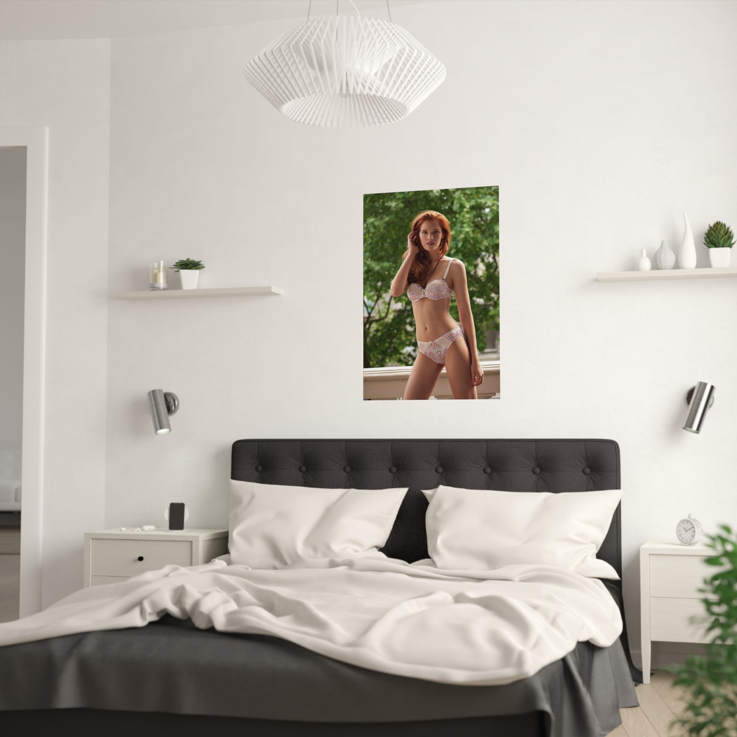 Satin Posters (210gsm) Red Head Lingerie Model