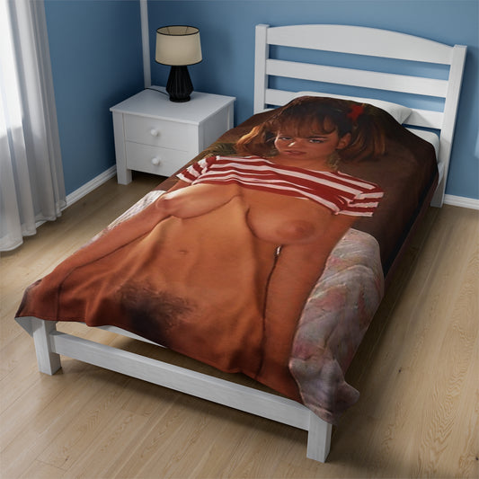 Velveteen Plush Blanket Retro Adult Star Christy Canyon Nude