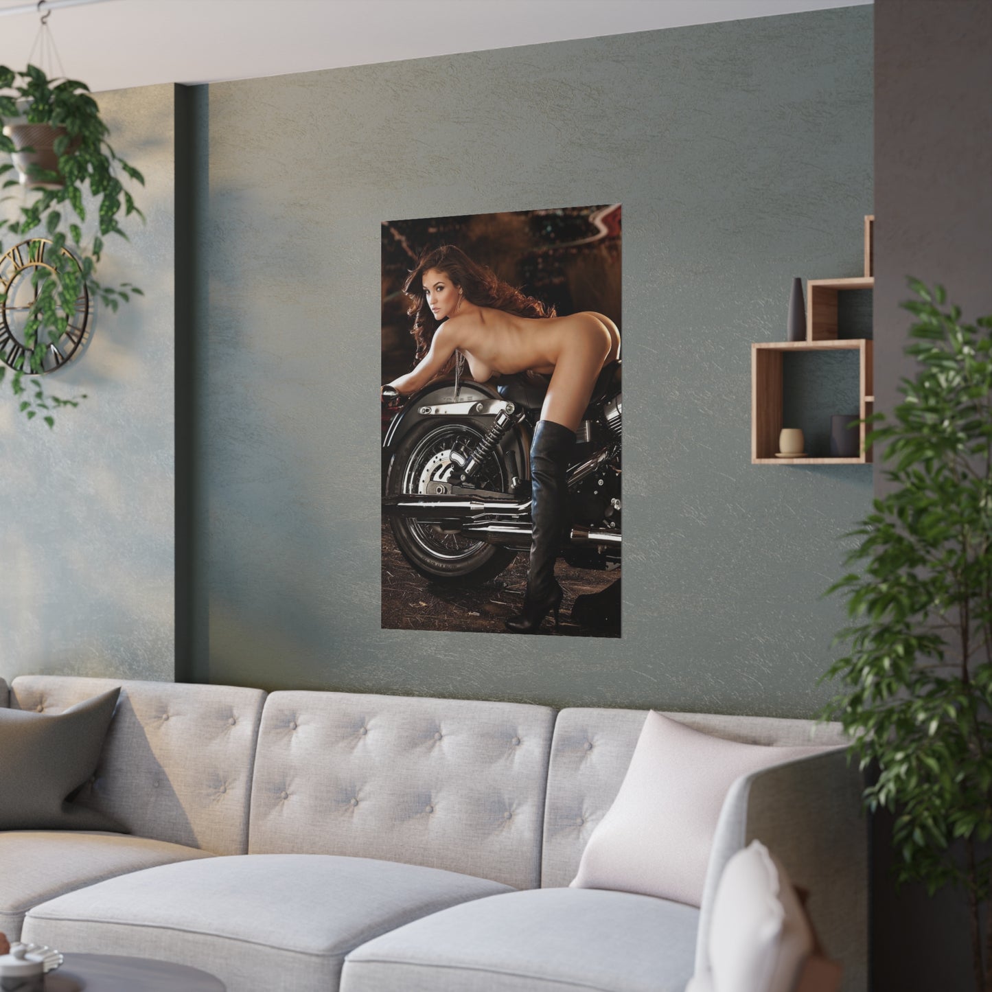 Satin Posters (210gsm) Jaclyn Swedberg Nude on Motorcycle