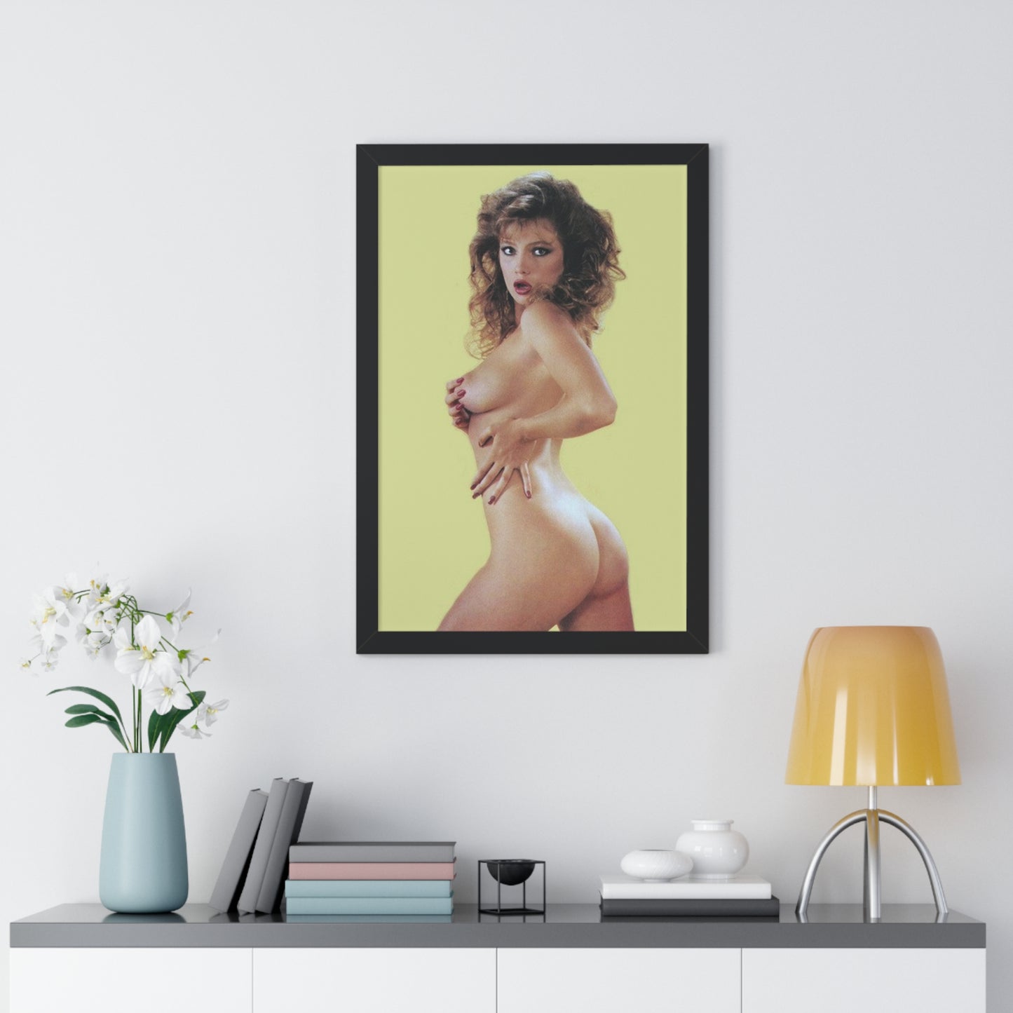 Framed Vertical Poster Retro Porn Star 80s