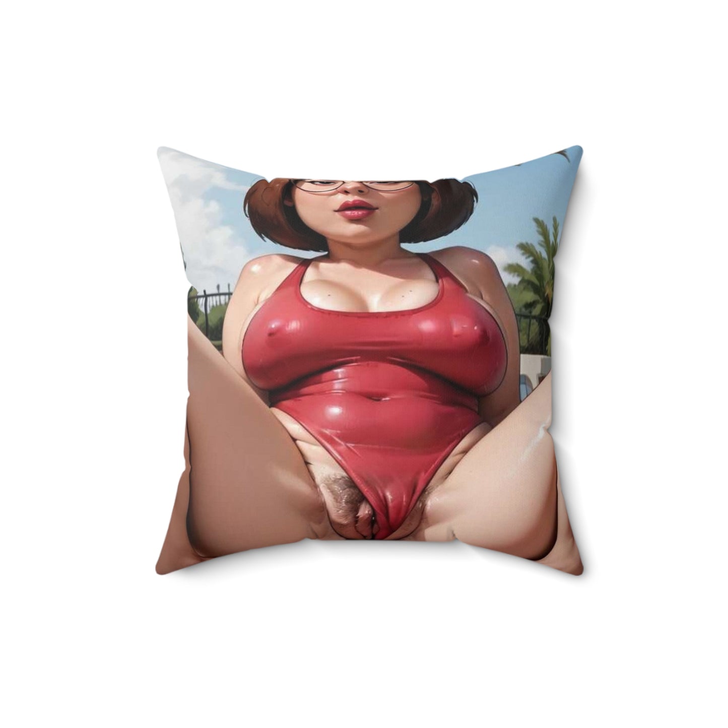 Spun Polyester Square Pillow Meg Griffin Nude