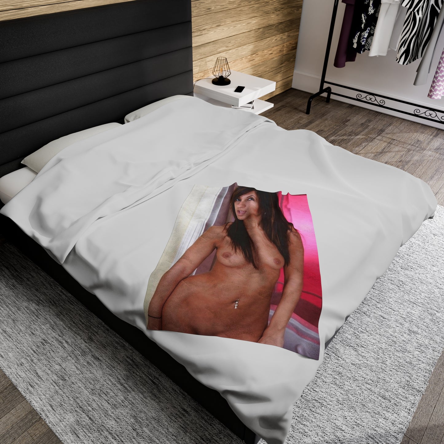 Velveteen Plush Blanket Raven Riley Nude