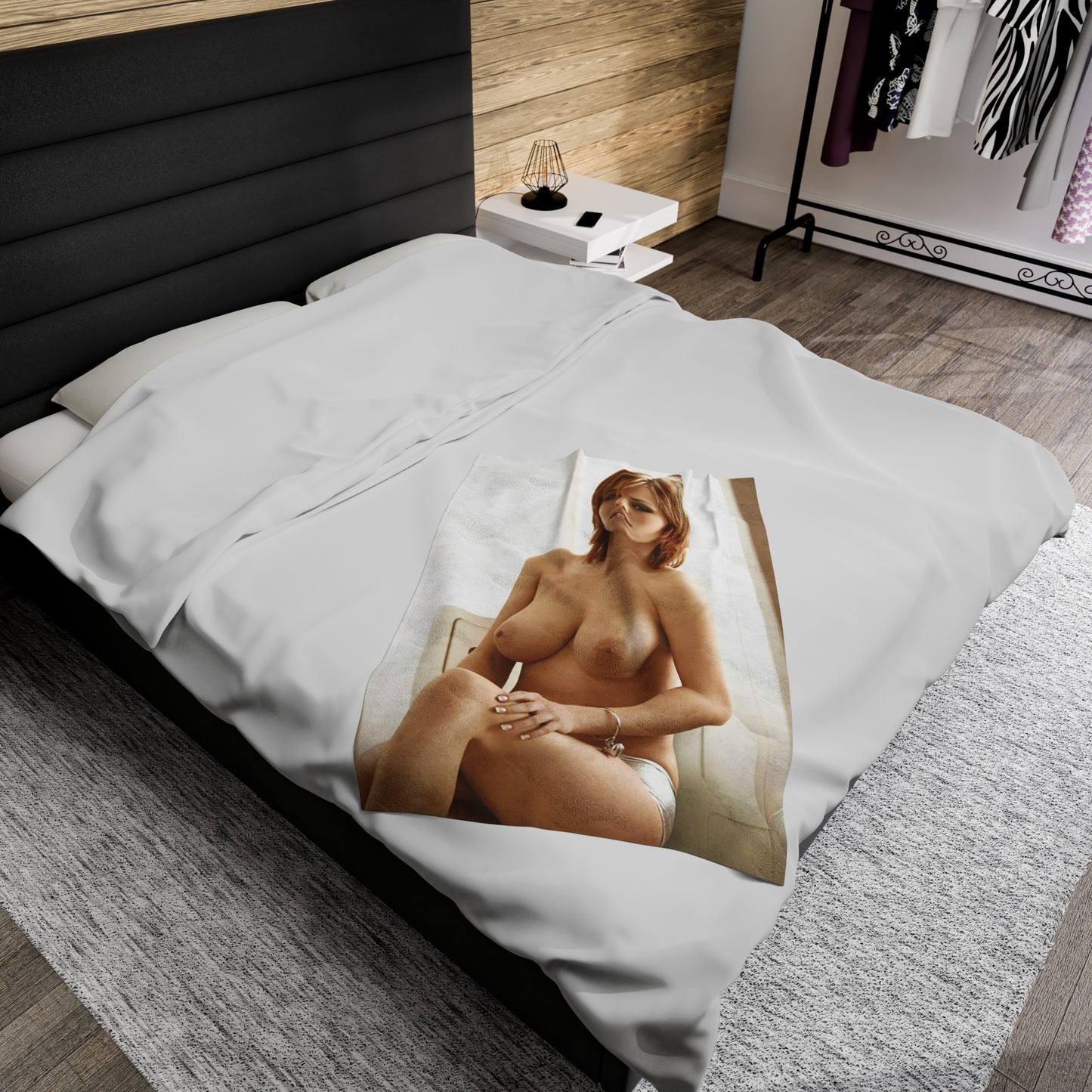 Velveteen Plush Blanket Large Natural Breasts