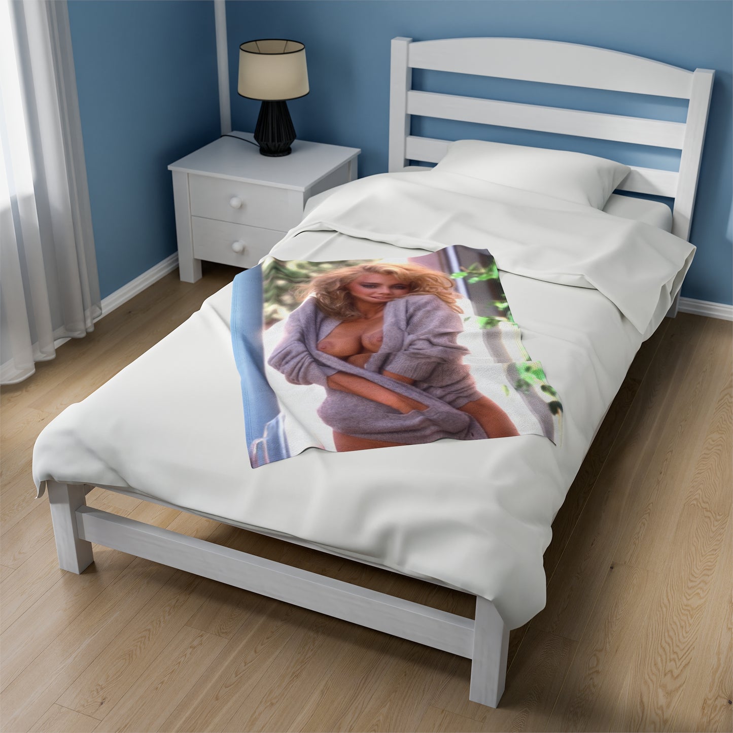 Velveteen Plush Blanket Playboy Playmate September 1984 Kimberly Evenson