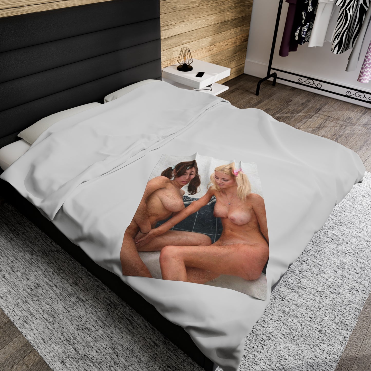 Velveteen Plush Blanket Pigtail Lesbians