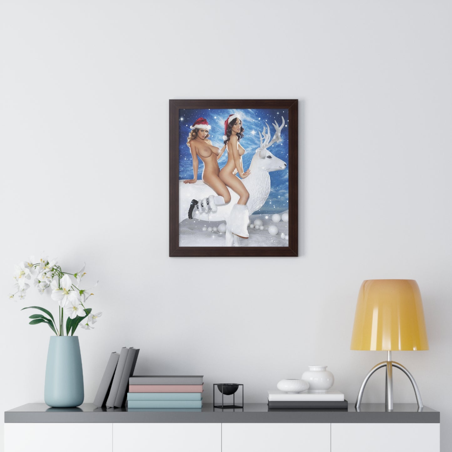 Framed Vertical Poster Sexy Nude Christmas Girls