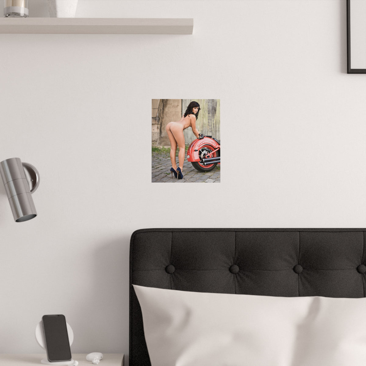 Satin Posters (210gsm) Tess Lyndon Nude on Motorcycle