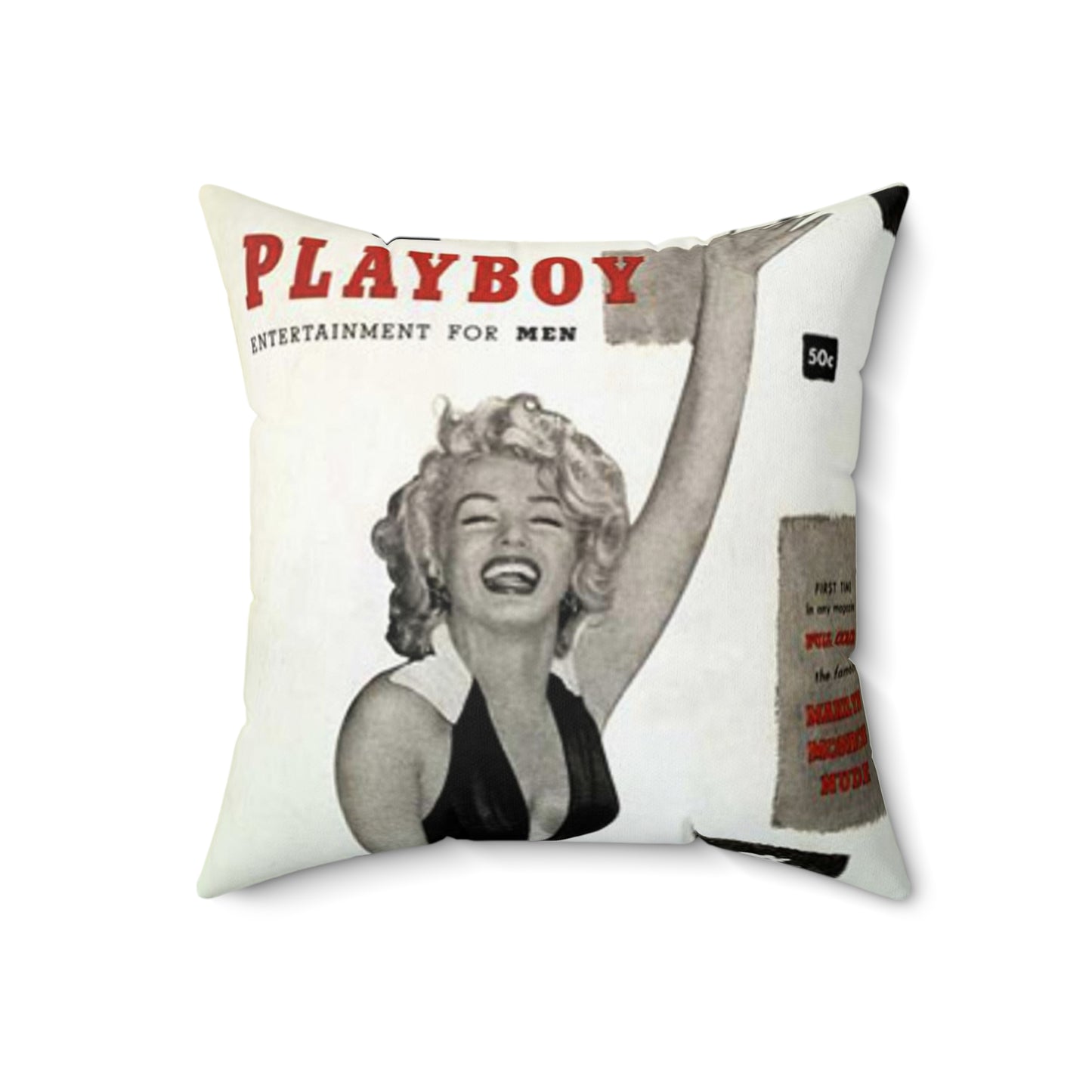 Spun Polyester Square Pillow Playboy Cover January 1953 Marilyn Monroe