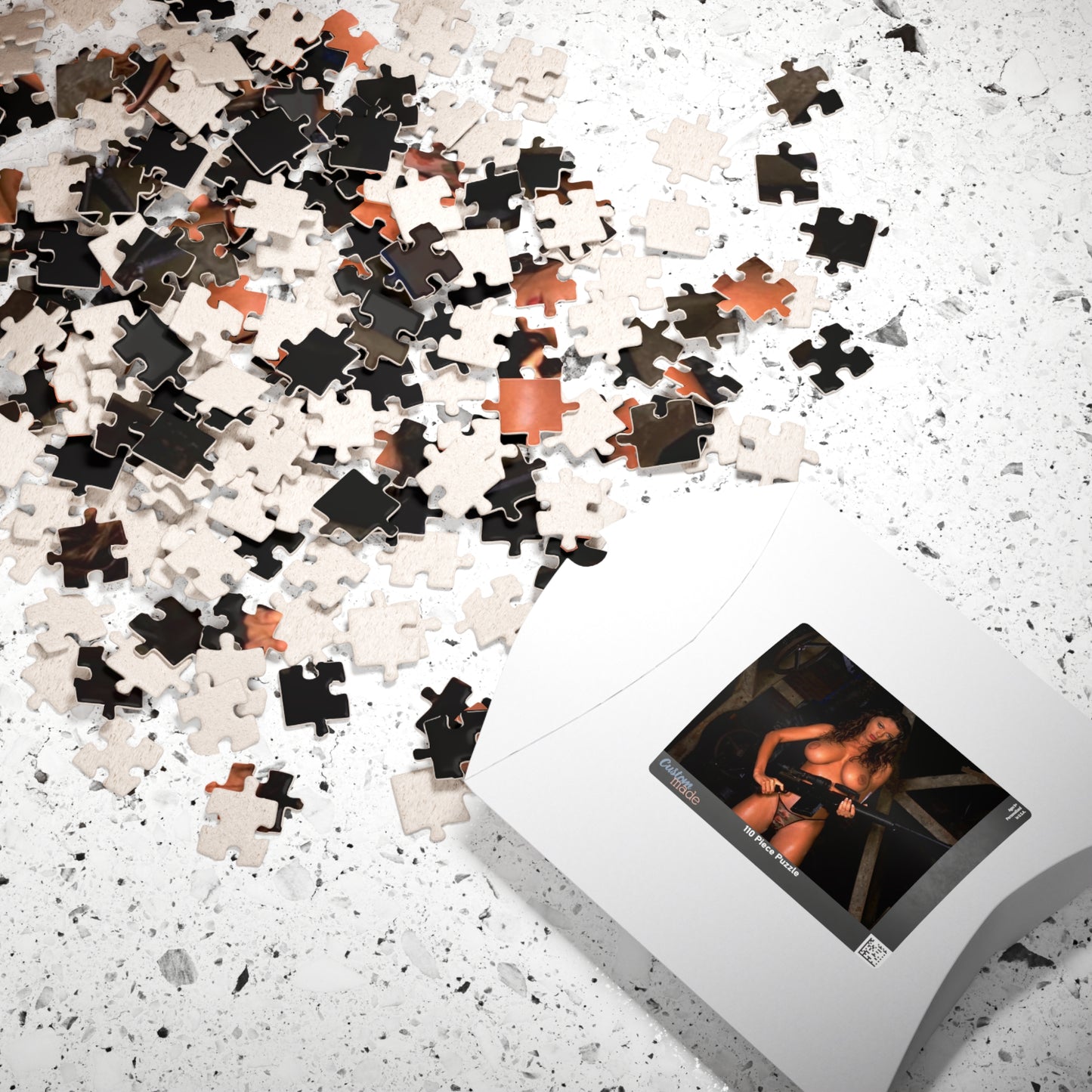 Puzzle (110, 252, 520, 1014-piece) Busty Nude Girl with Gun