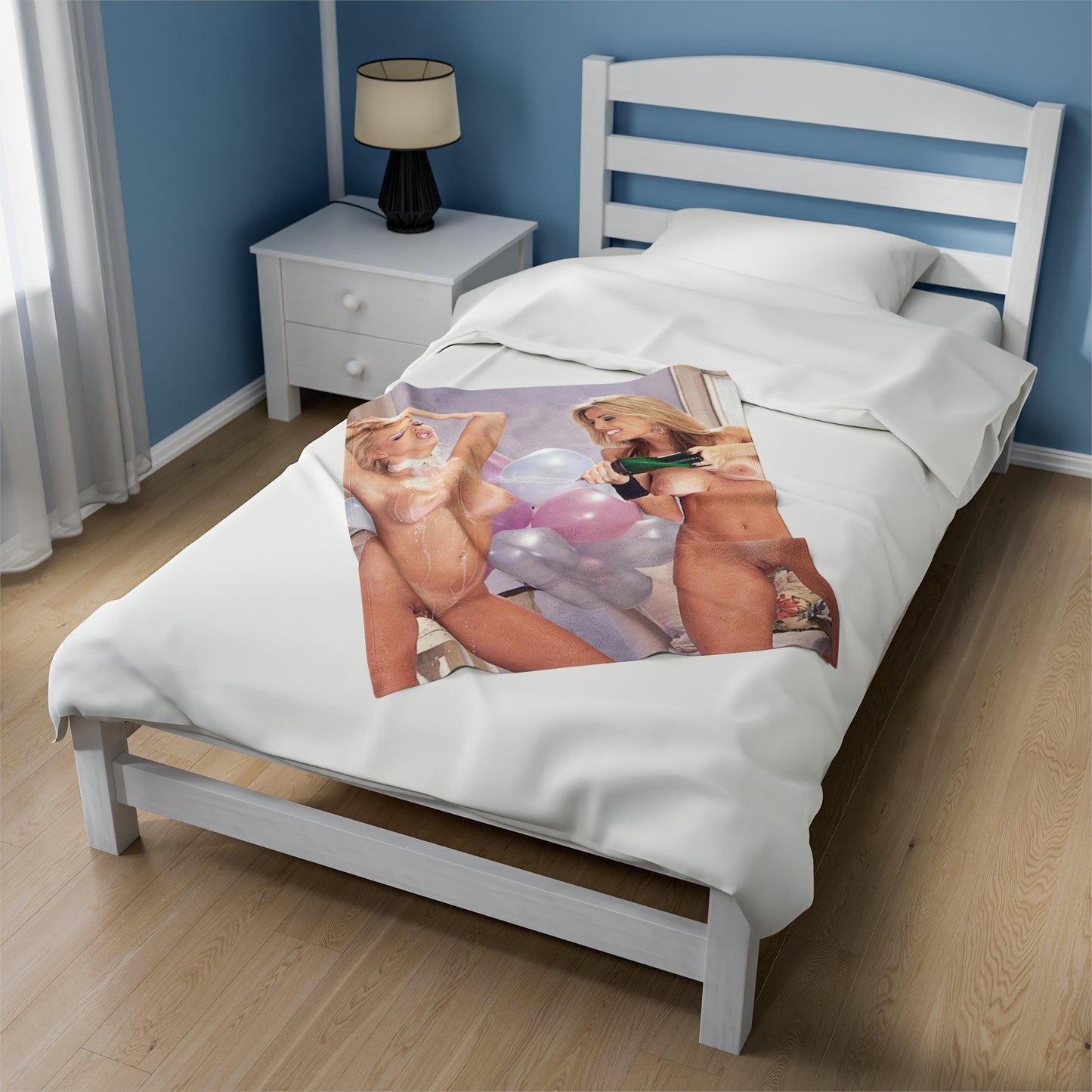 Velveteen Plush Blanket Retro Adult Star Janine Lindenmulder Nude