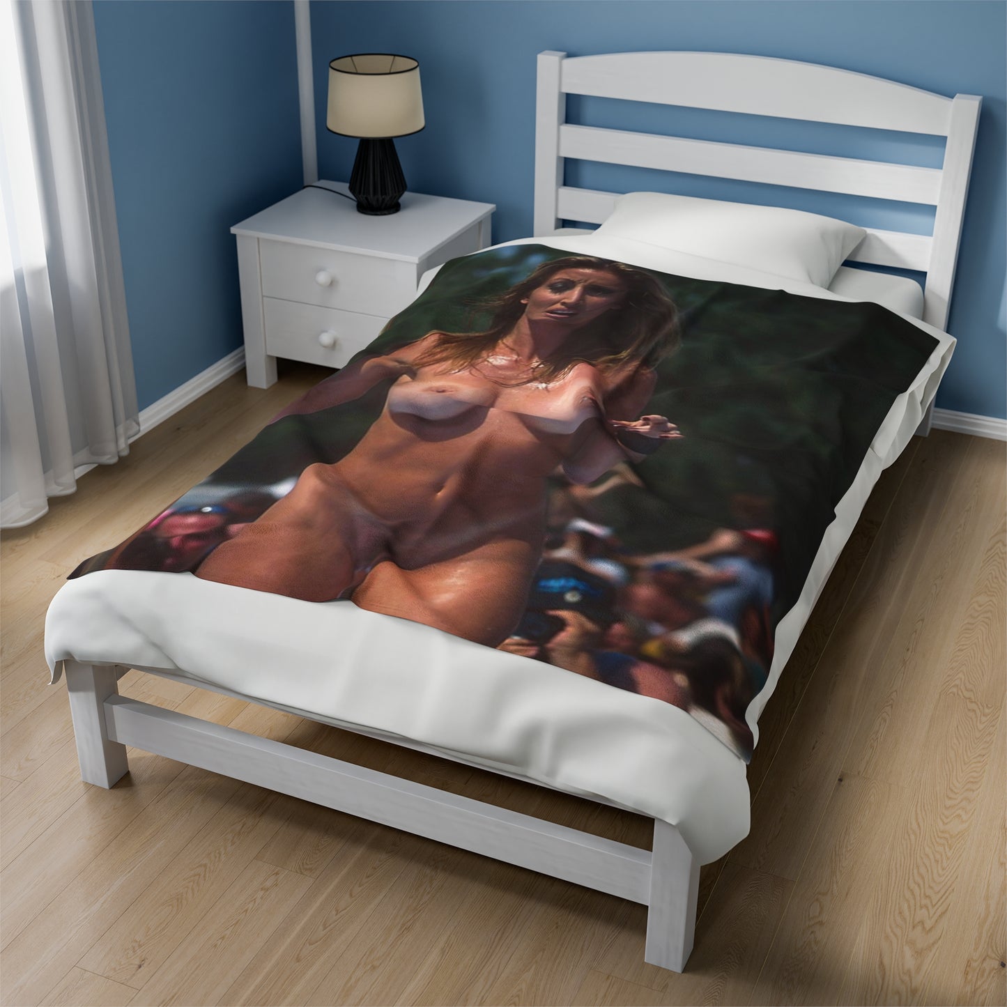 Velveteen Plush Blanket Retro Adult Star Janine Lindenmulder Nude