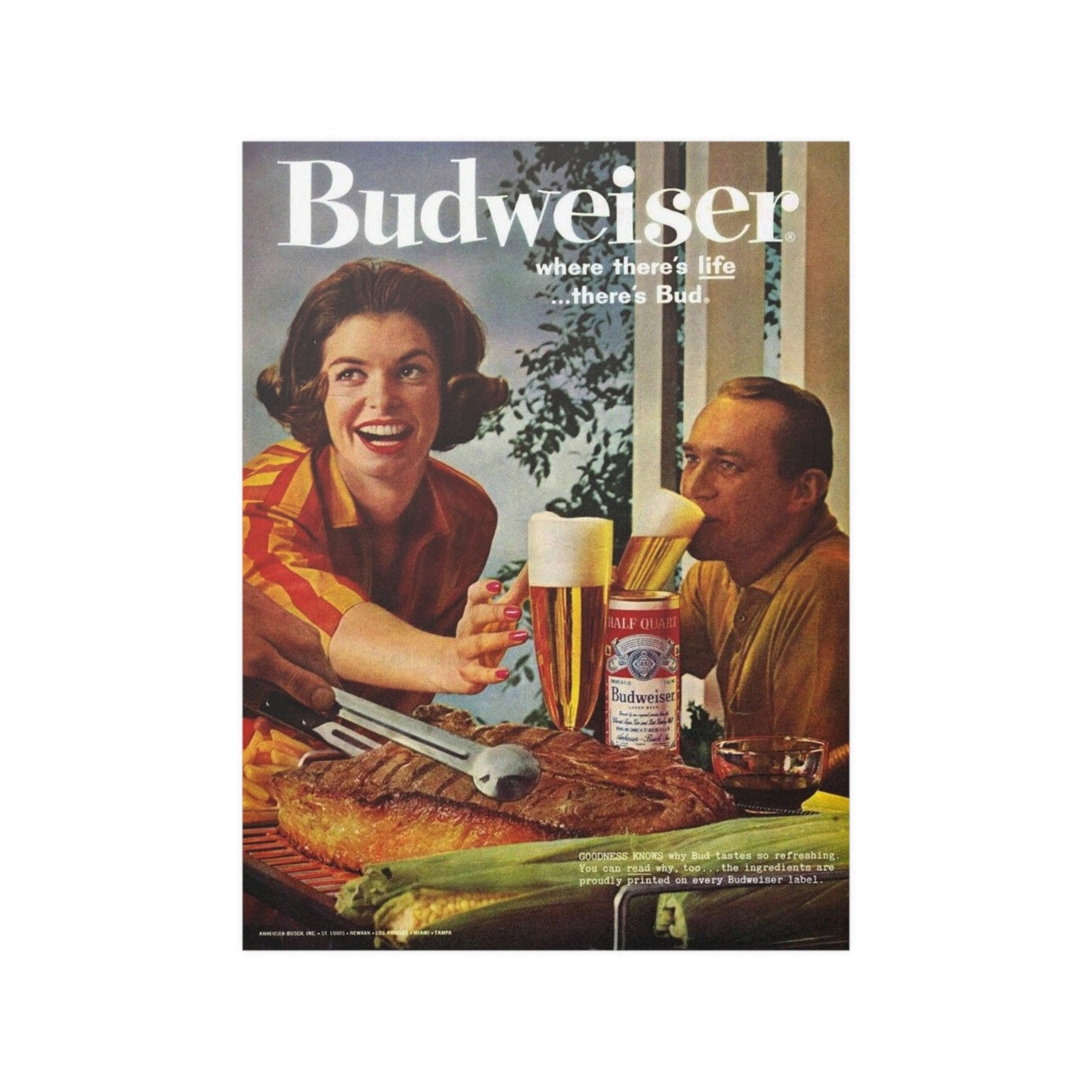 Satin Posters (210gsm) Retro Beer Advertisement Budweiser