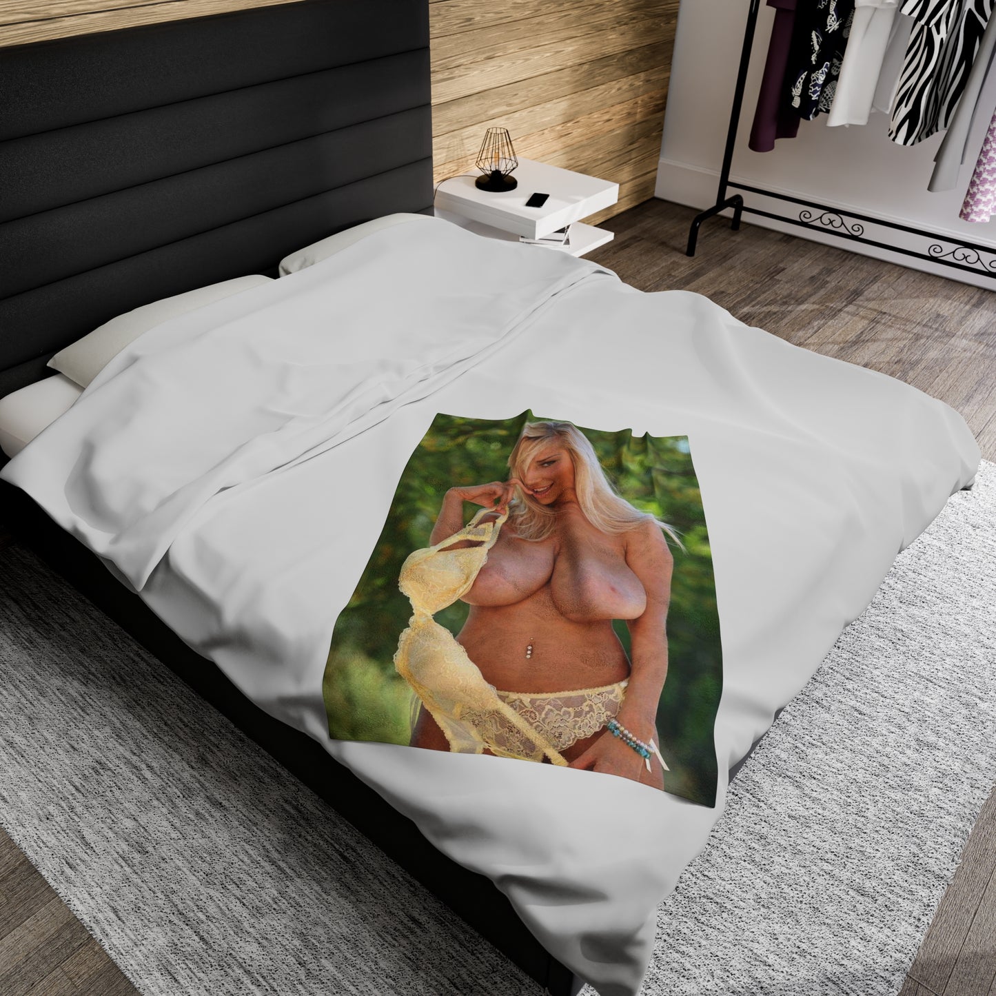 Velveteen Plush Blanket Busty Nude Blonde