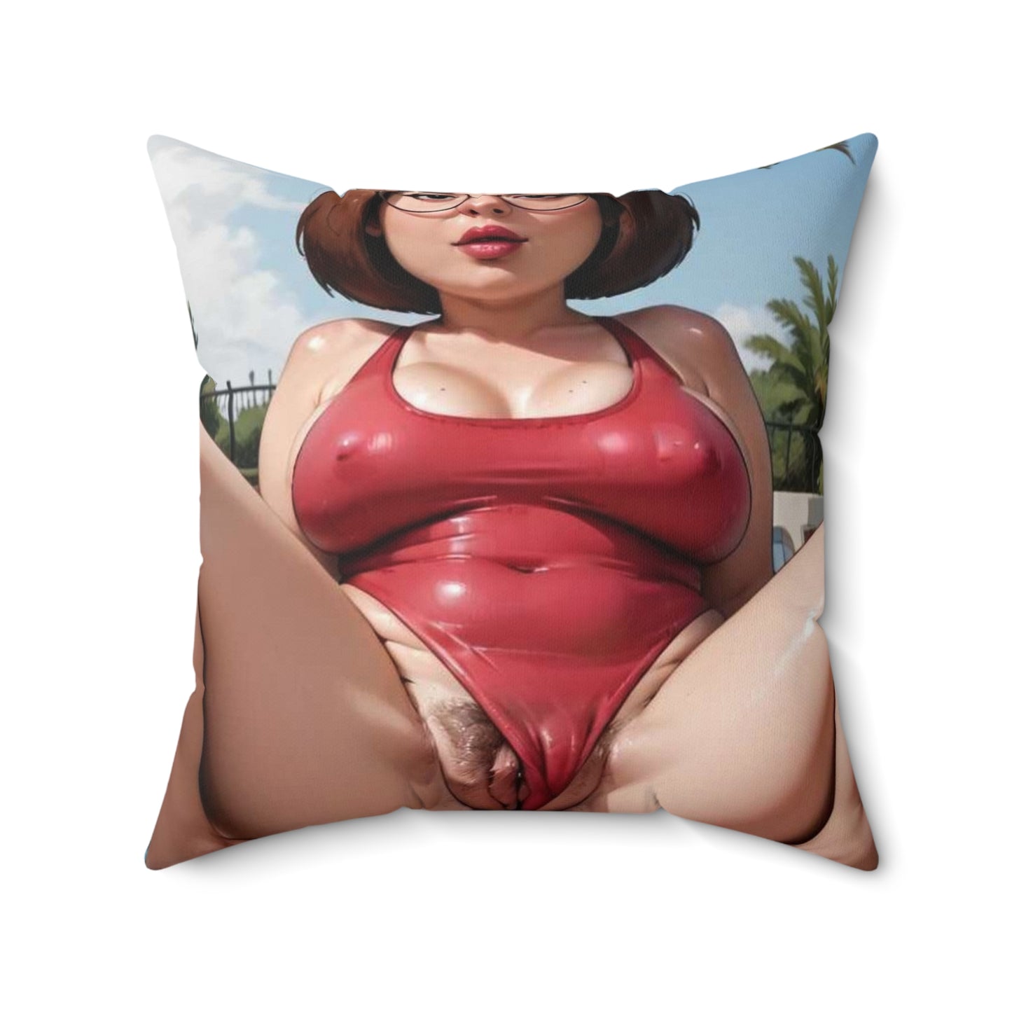 Spun Polyester Square Pillow Meg Griffin Nude