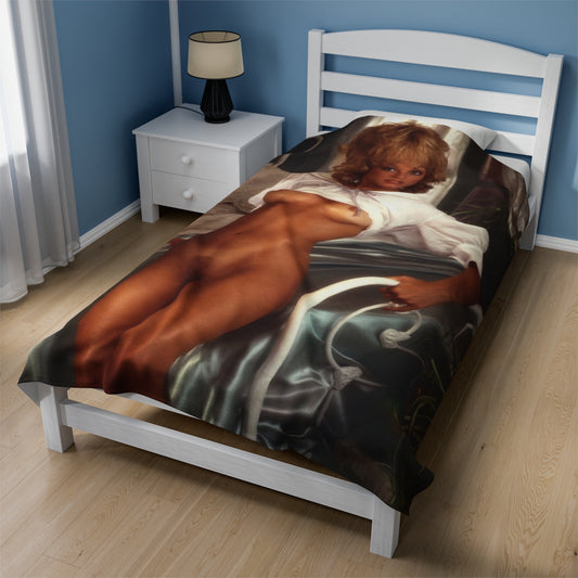 Velveteen Plush Blanket Playboy Playmate September 1982 Connie Brighton