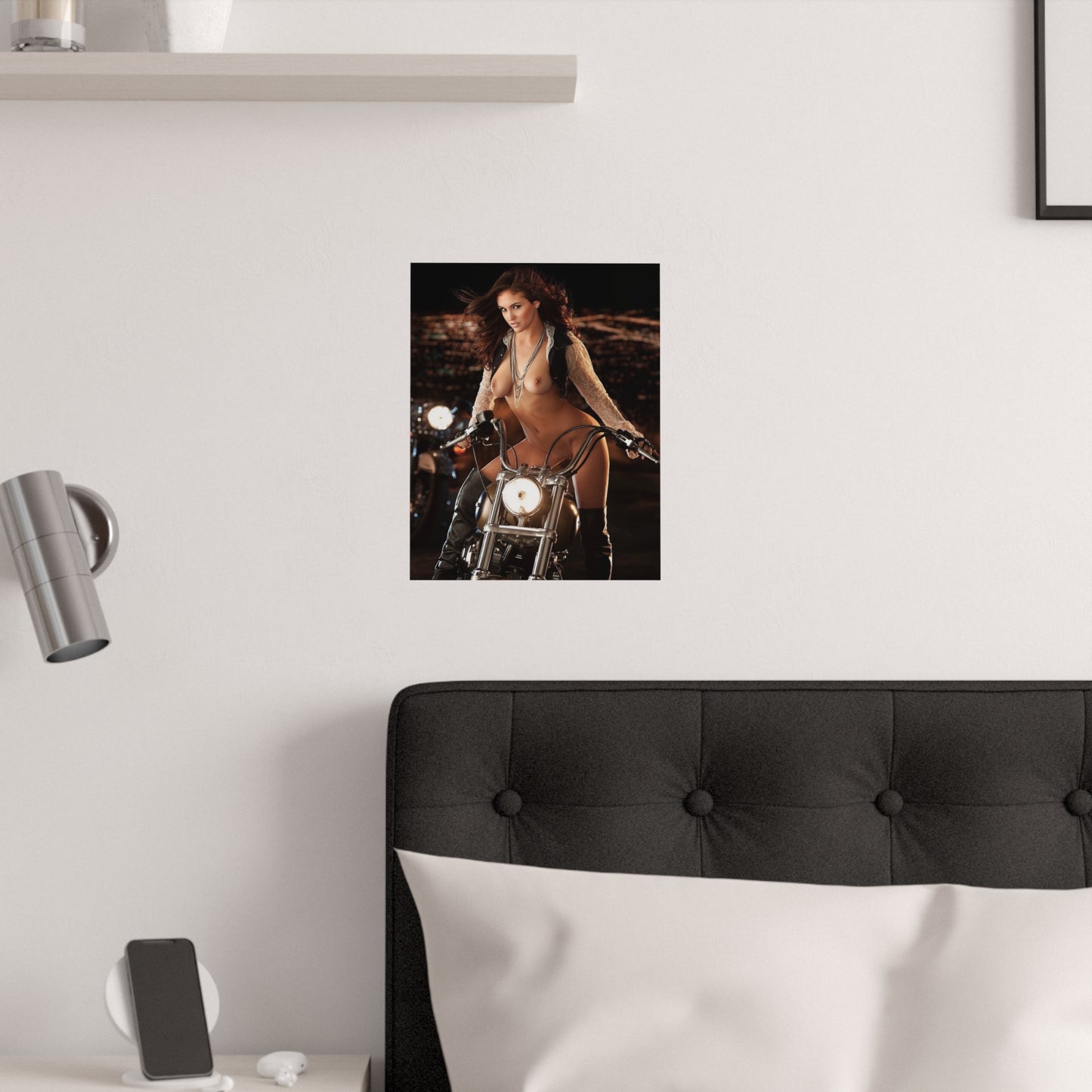 Satin Posters (210gsm) Jaclyn Swedberg Nude on Motorcycle