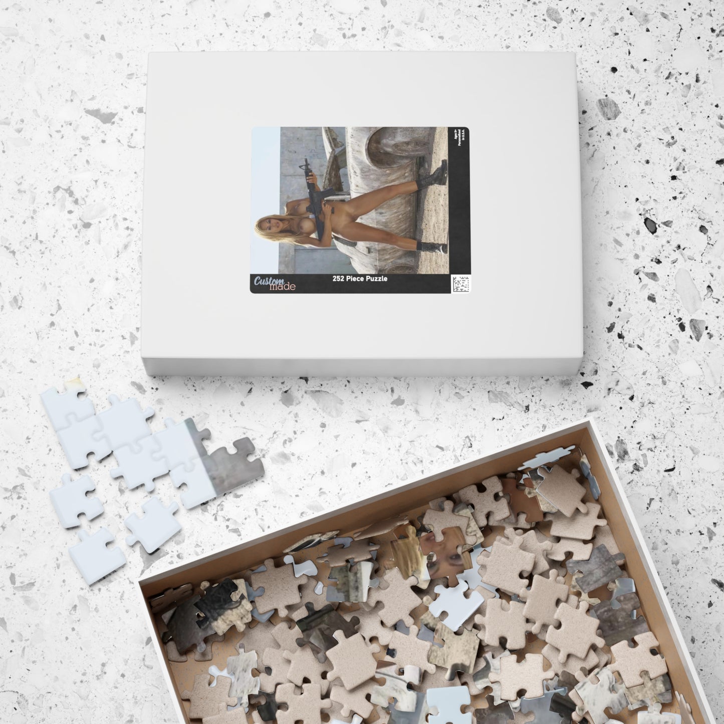 Puzzle (110, 252, 520, 1014-piece) Sexy Nude Girl with Big Gun